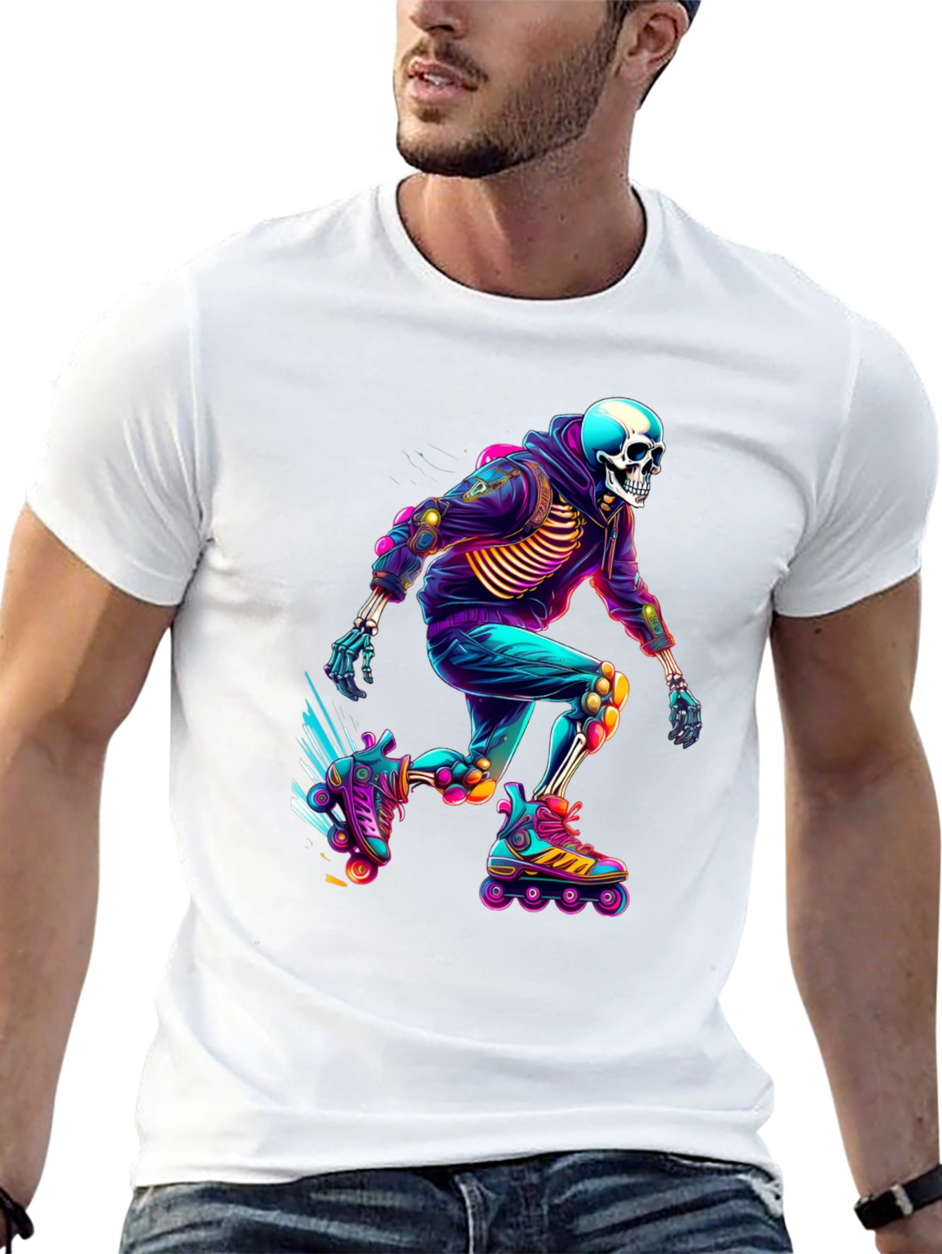 Skeleton Roller Skater Graphic Tee