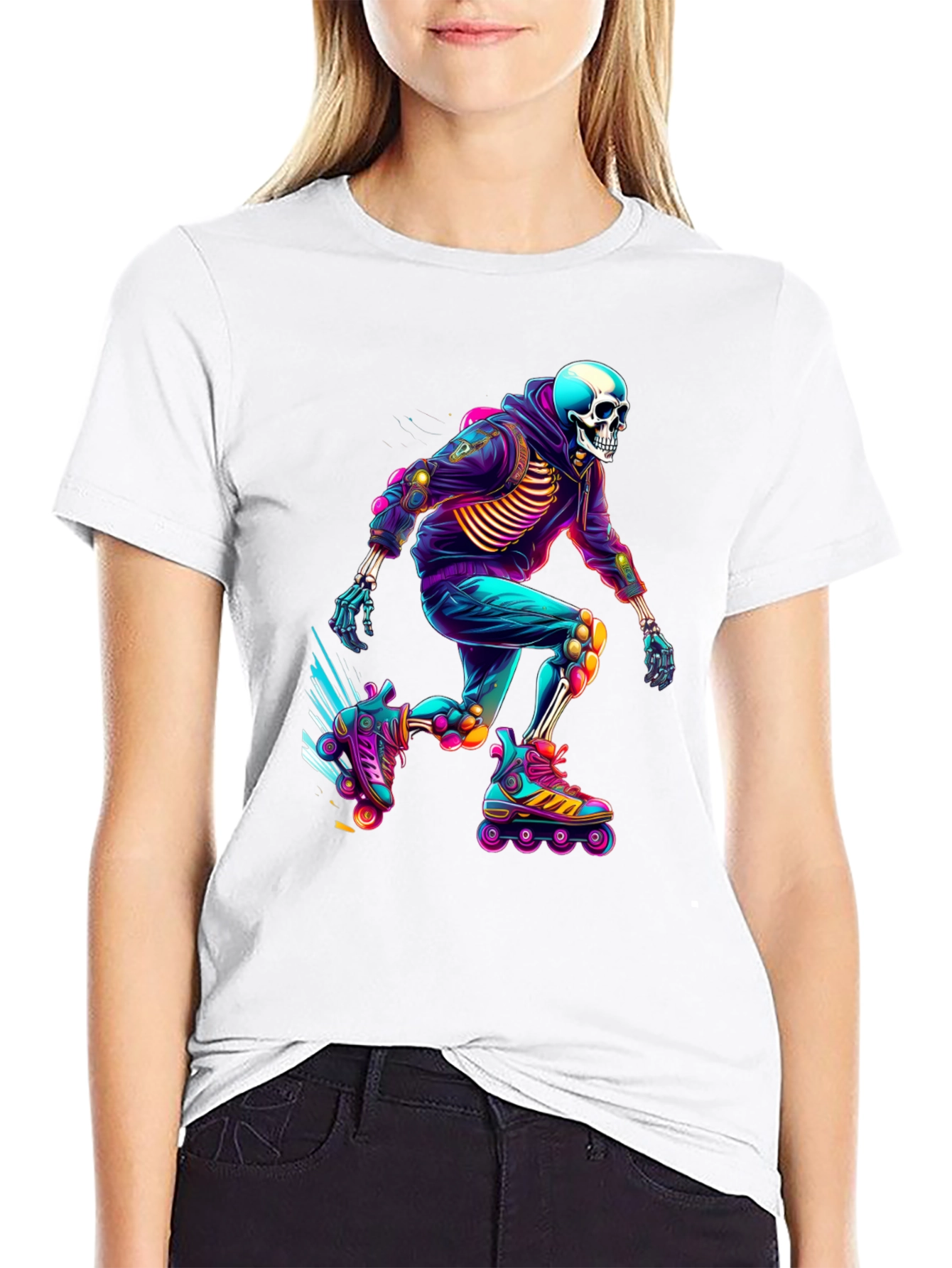 Skeleton Roller Skater Graphic Tee