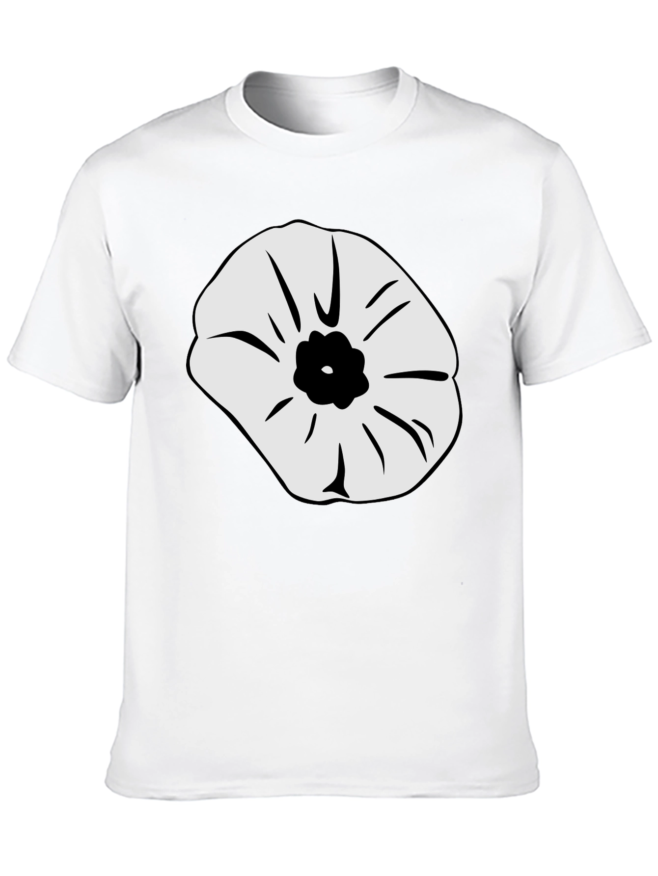 Black T-Shirt with White Flower Design