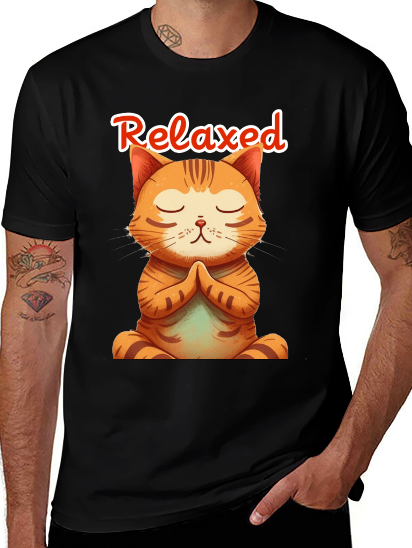 Relaxed Cat Meditation T-Shirt - Yoga Kitten Tee