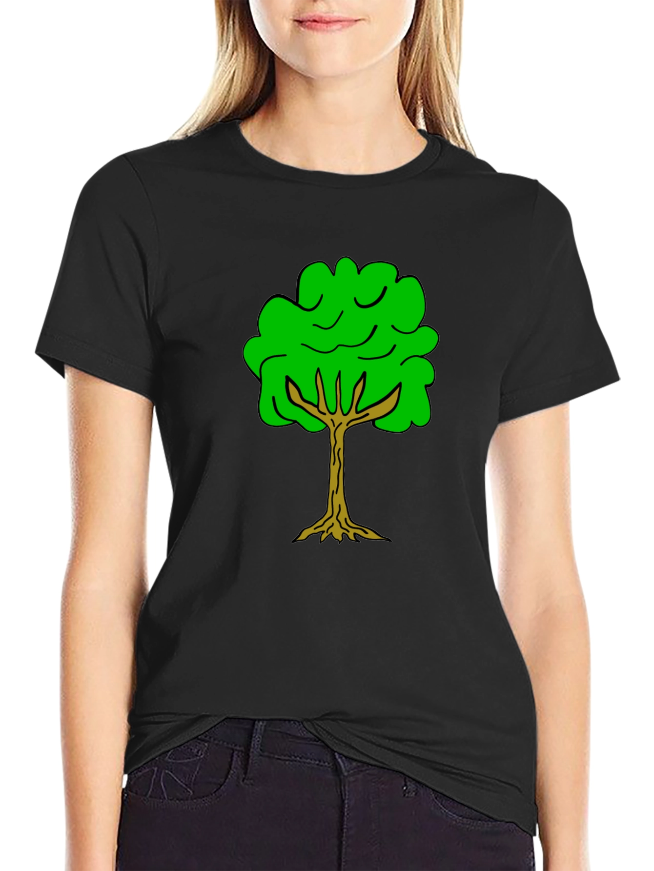 Green Tree Graphic Tee - Nature Lovers Black T-Shirt