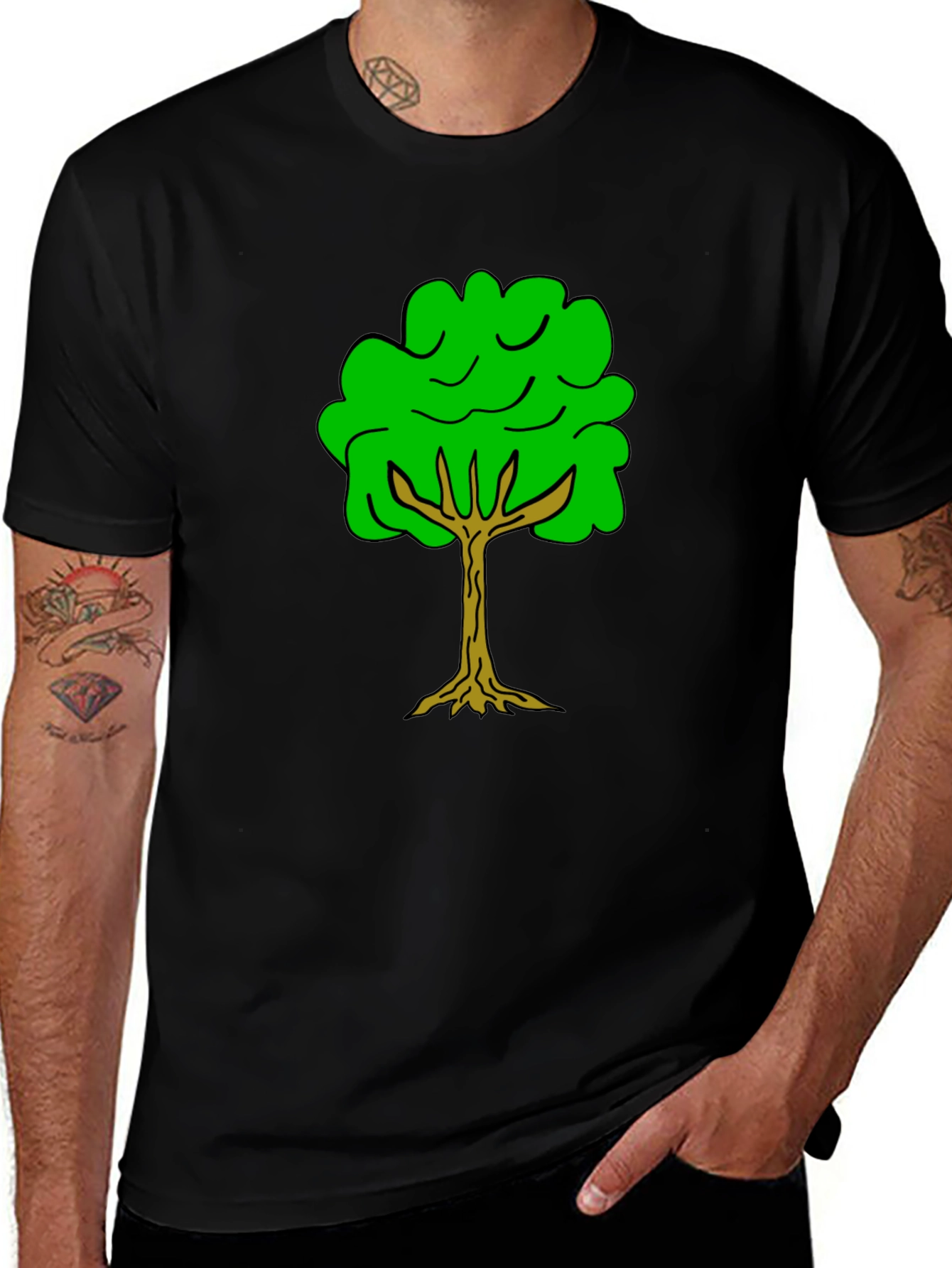 Green Tree Graphic Tee - Nature Lovers Black T-Shirt