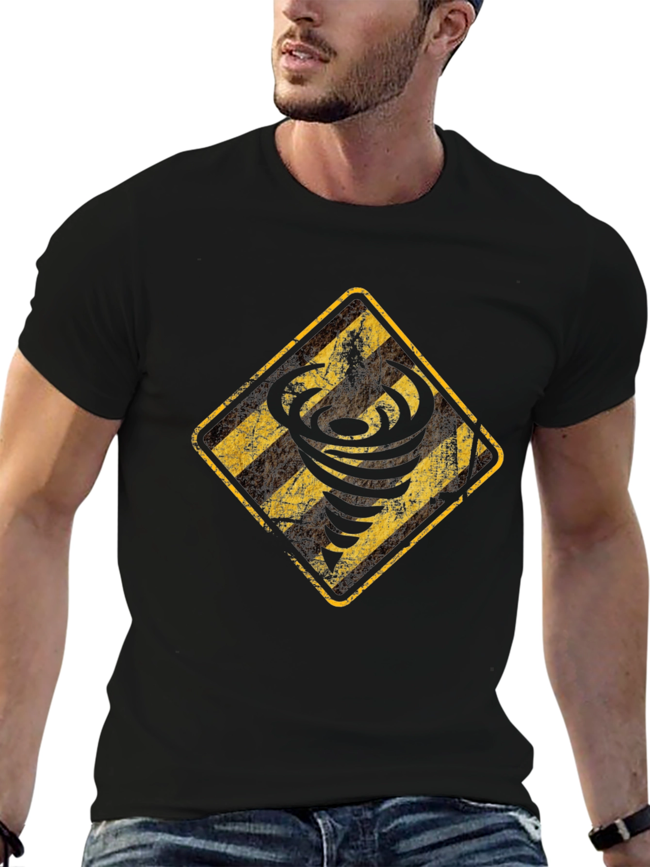 Tornado Warning Graphic Tee - Black Cotton T-Shirt