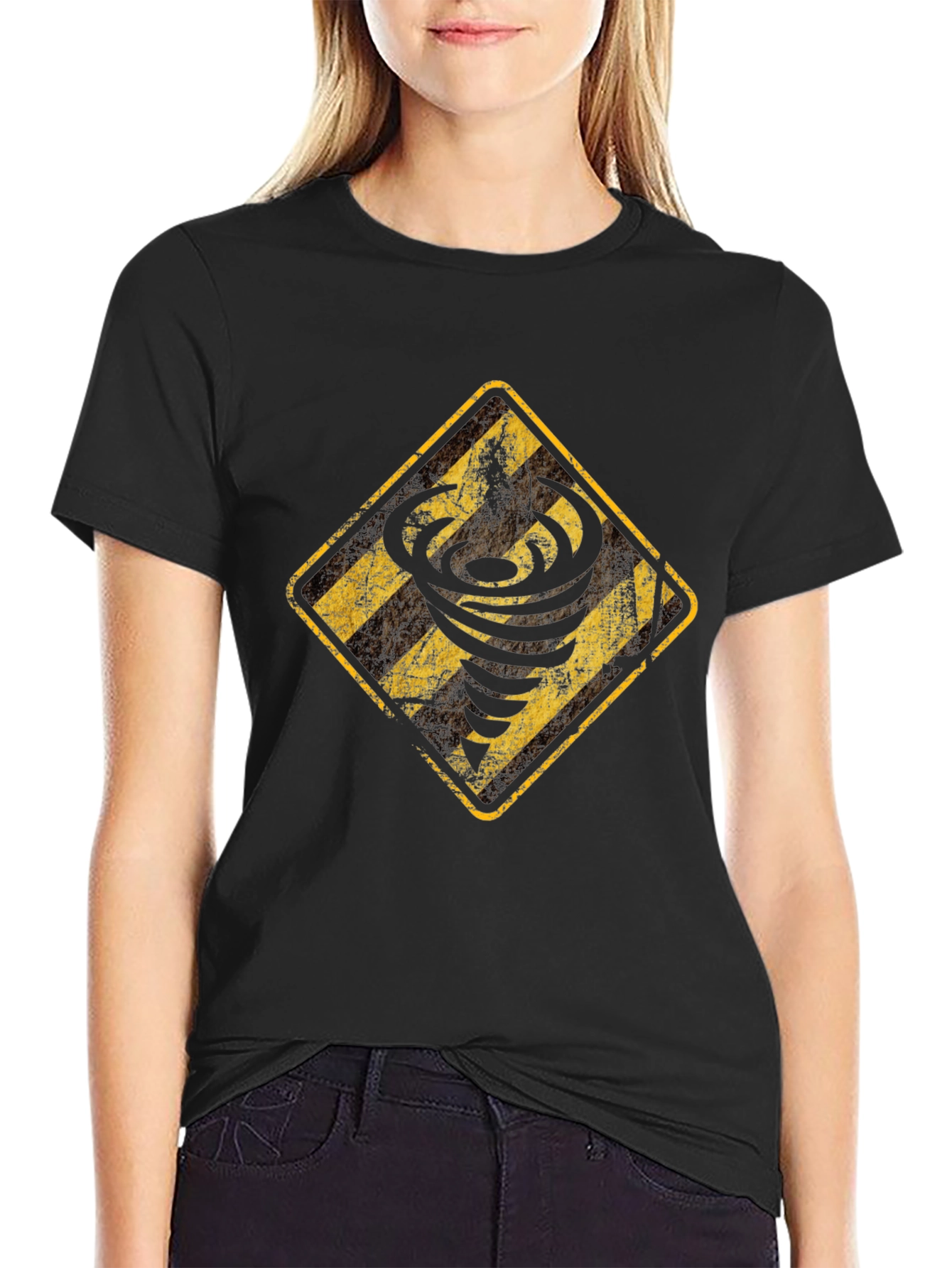 Tornado Warning Graphic Tee - Black Cotton T-Shirt