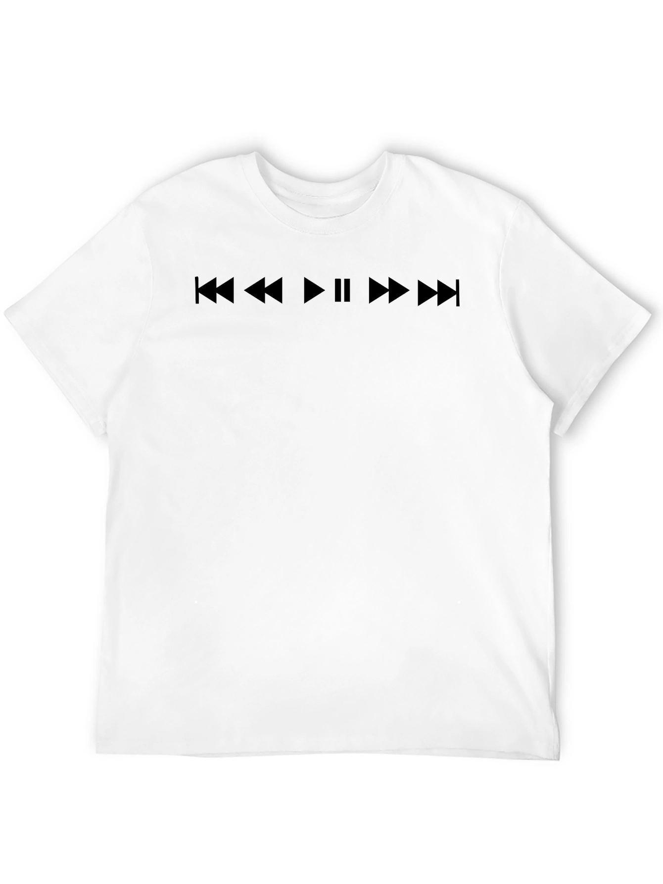 Black Graphic Tee - Music Player Control Design