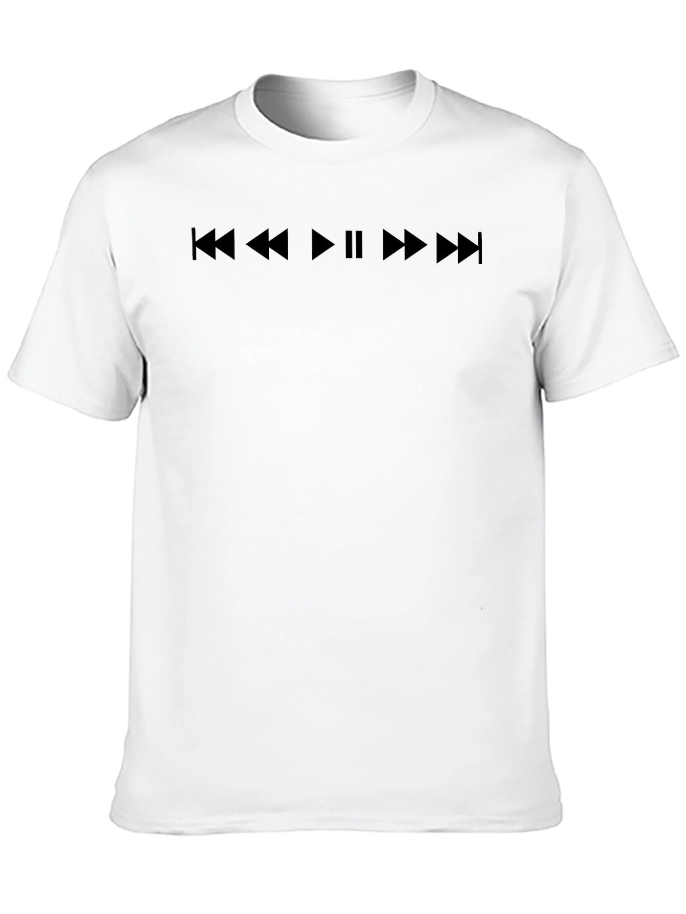 Black Graphic Tee - Music Player Control Design