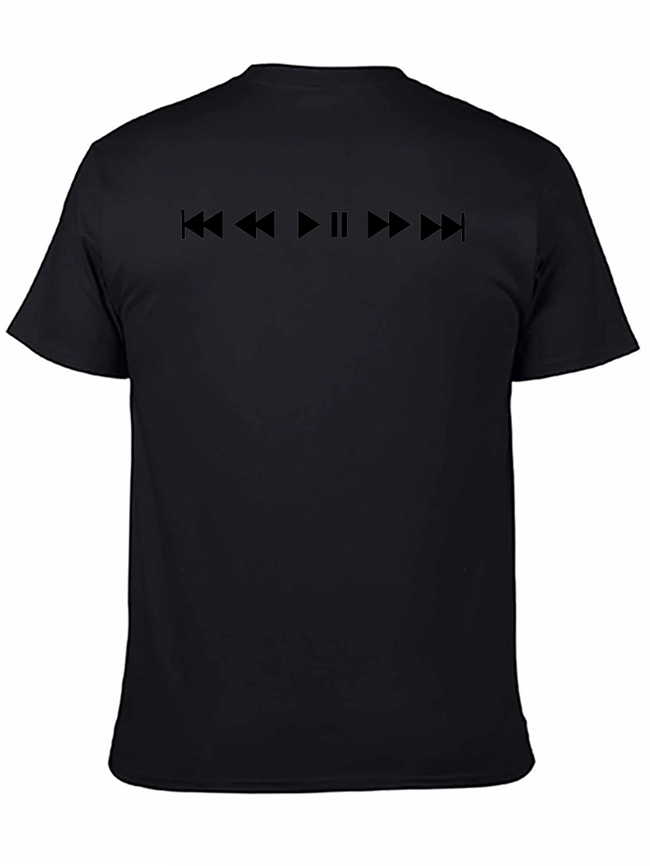 Black Graphic Tee - Music Player Control Design