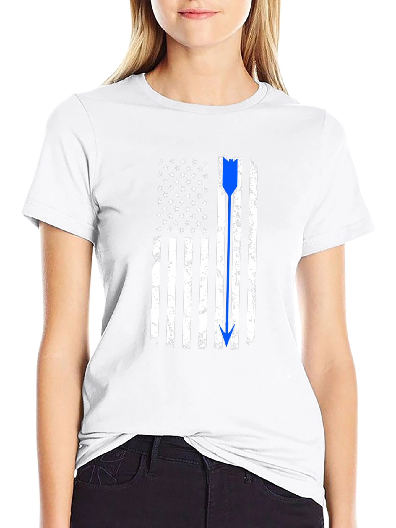 Thin Blue Line American Flag Arrow T-Shirt