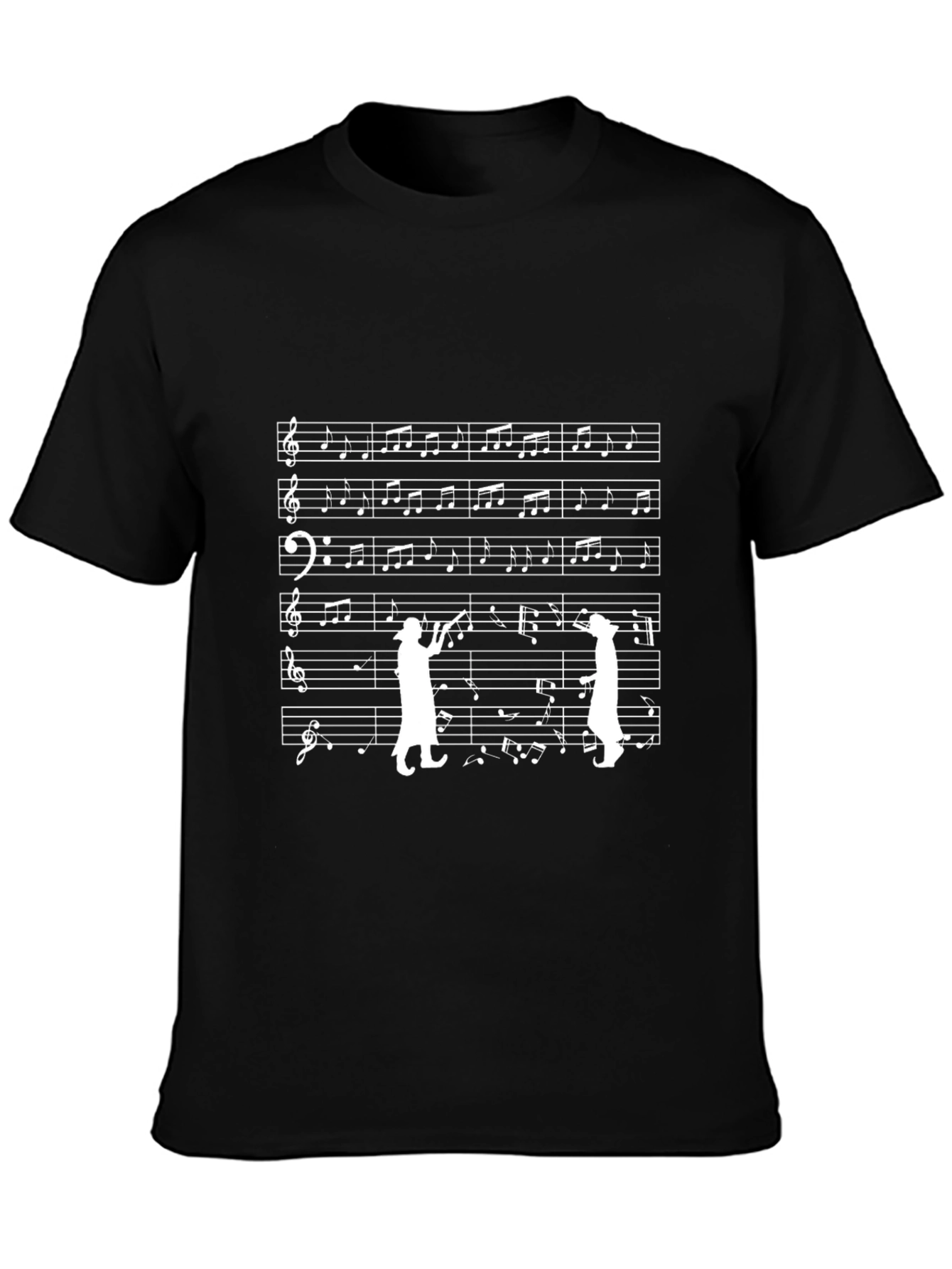 Musical Cat T-Shirt - Black Cotton Crew Neck