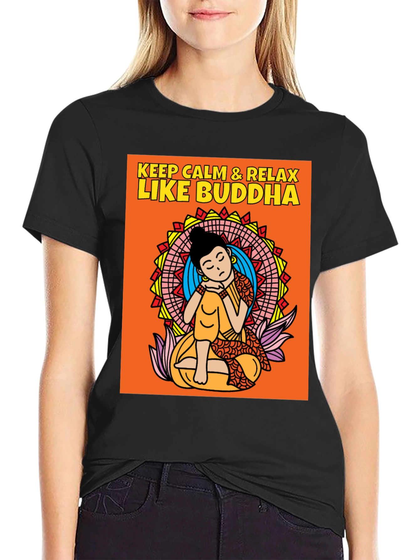 Keep Calm & Relax Like Buddha Graphic T-Shirt