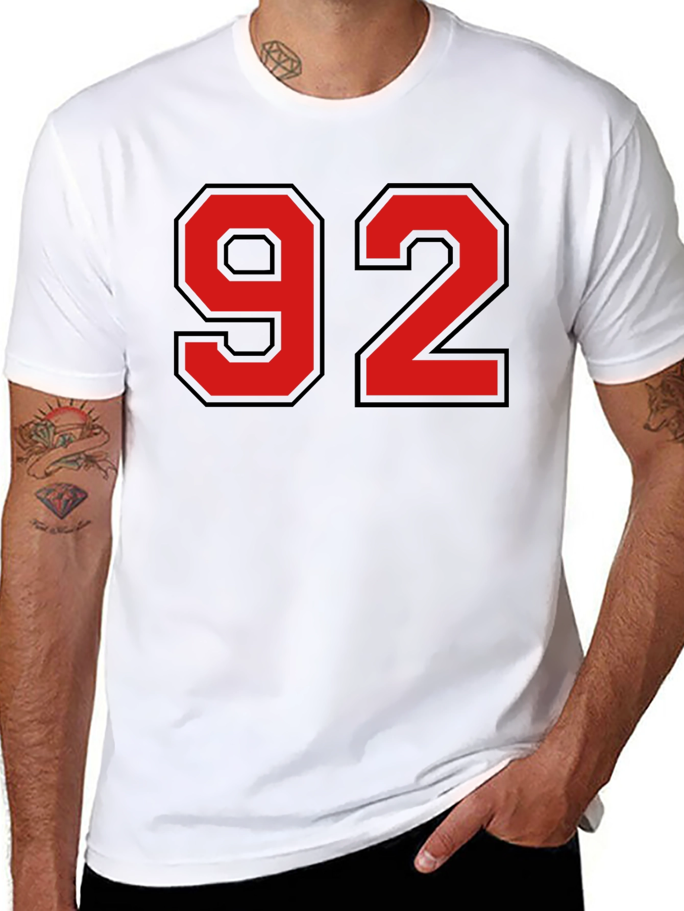Black T-Shirt with Red Number 92