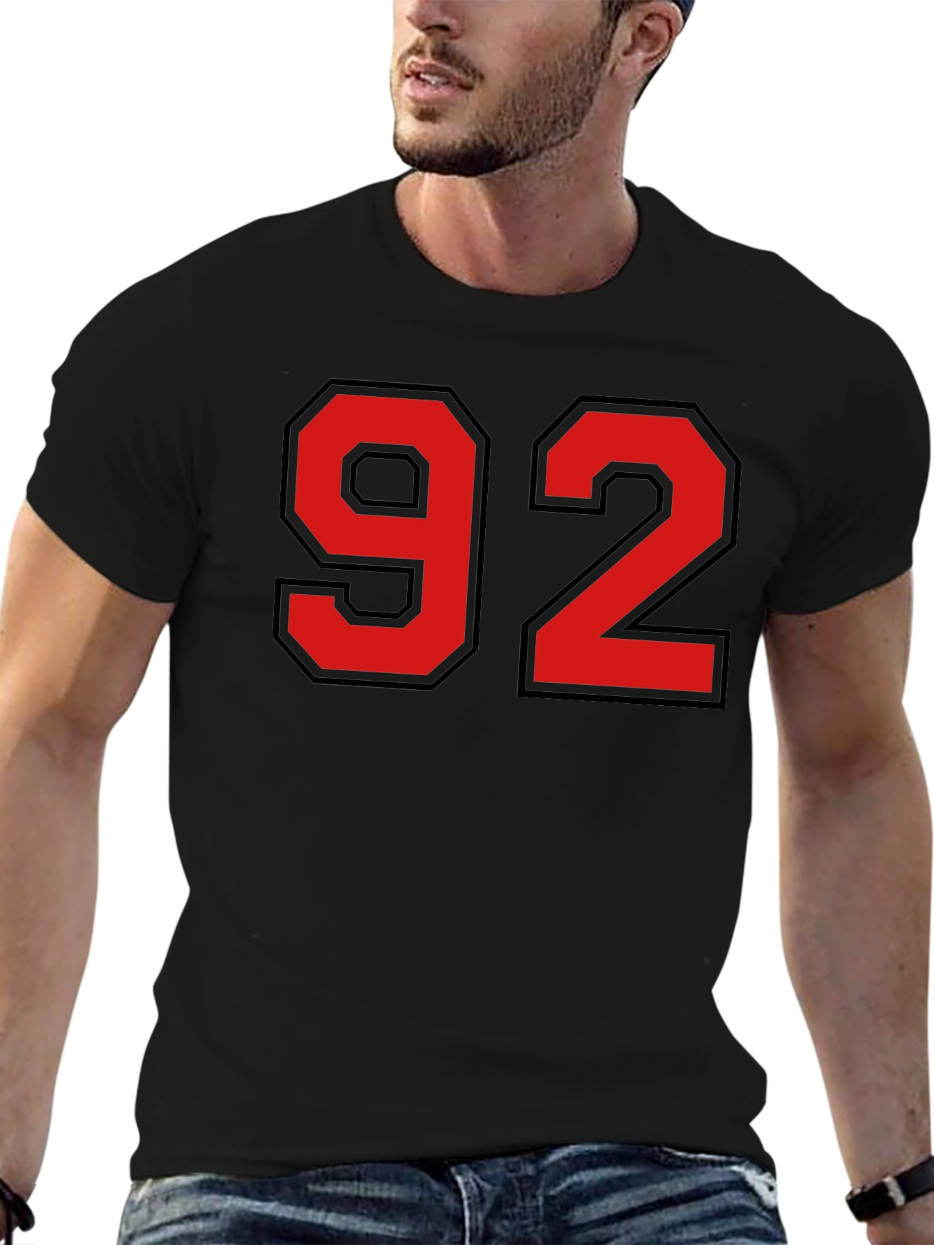 Black T-Shirt with Red Number 92