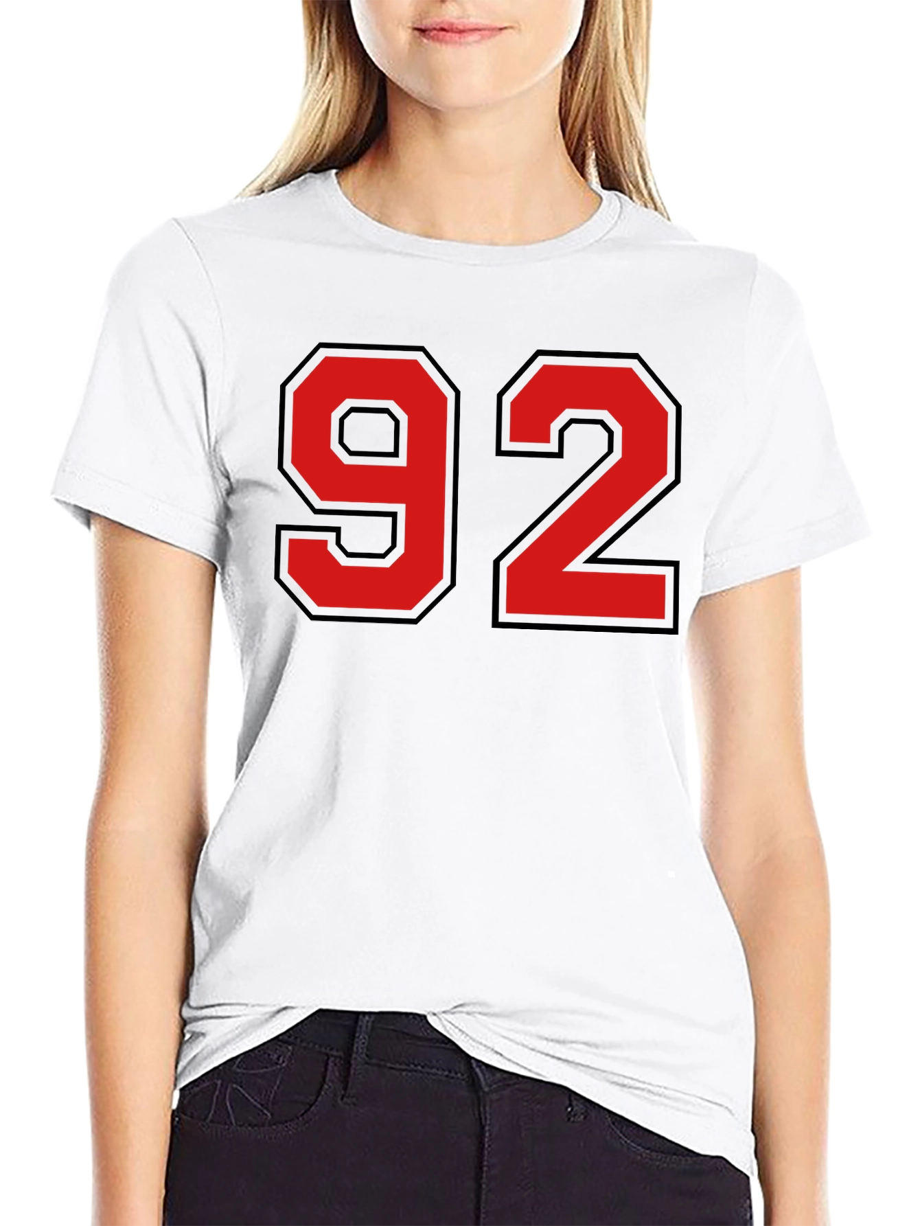 Black T-Shirt with Red Number 92
