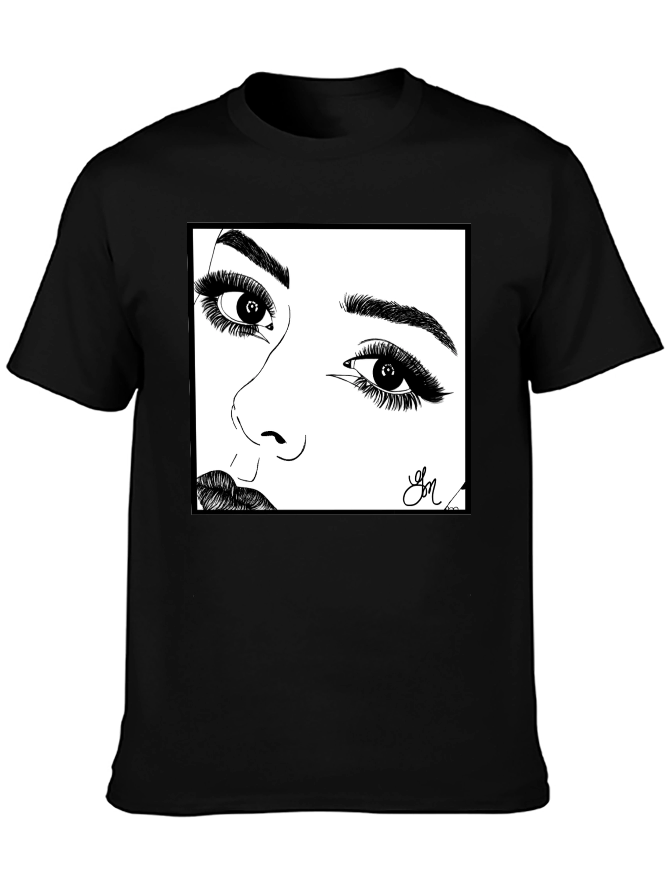 Artistic Face Sketch Graphic Tee - Unisex Black T-Shirt