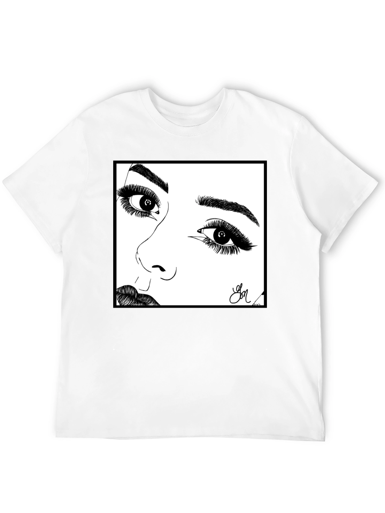 Artistic Face Sketch Graphic Tee - Unisex Black T-Shirt