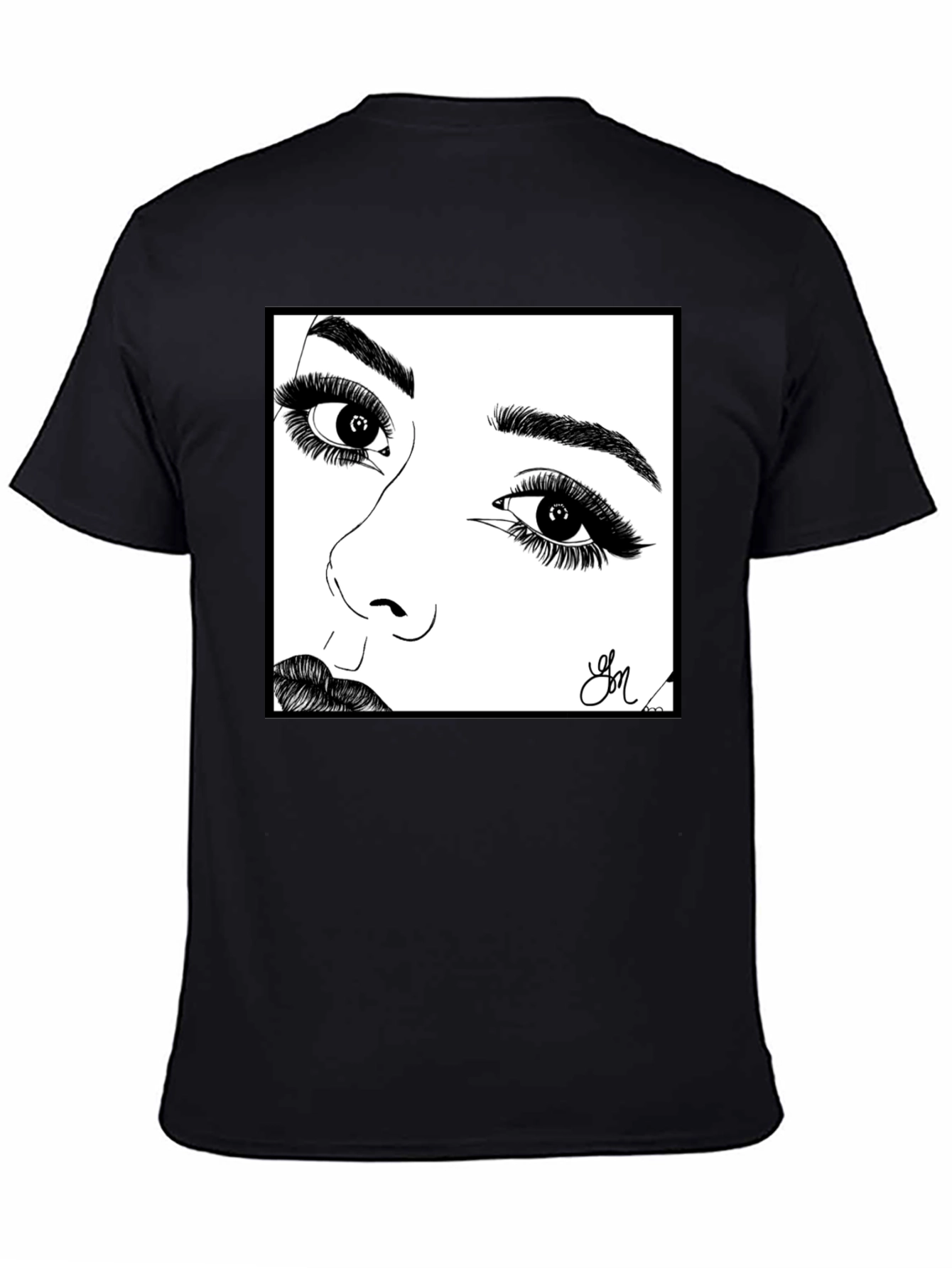 Artistic Face Sketch Graphic Tee - Unisex Black T-Shirt