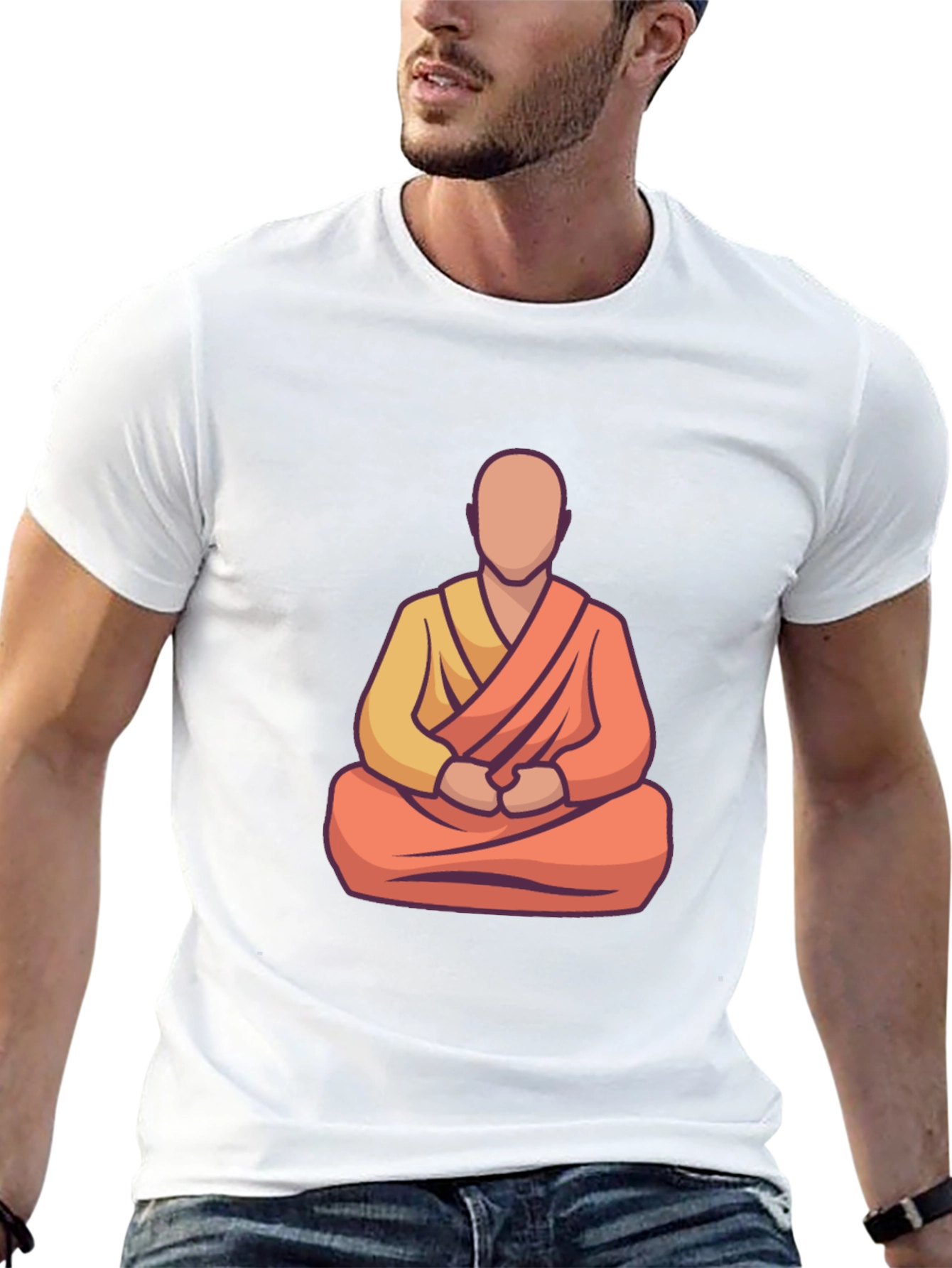 Zen Monk Graphic Tee - Black Casual T-Shirt