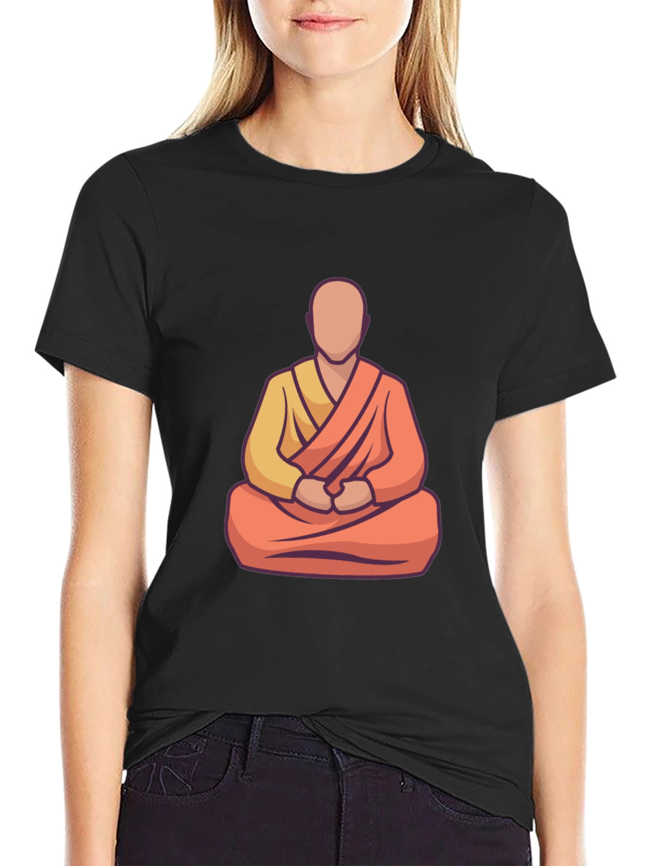 Zen Monk Graphic Tee - Black Casual T-Shirt