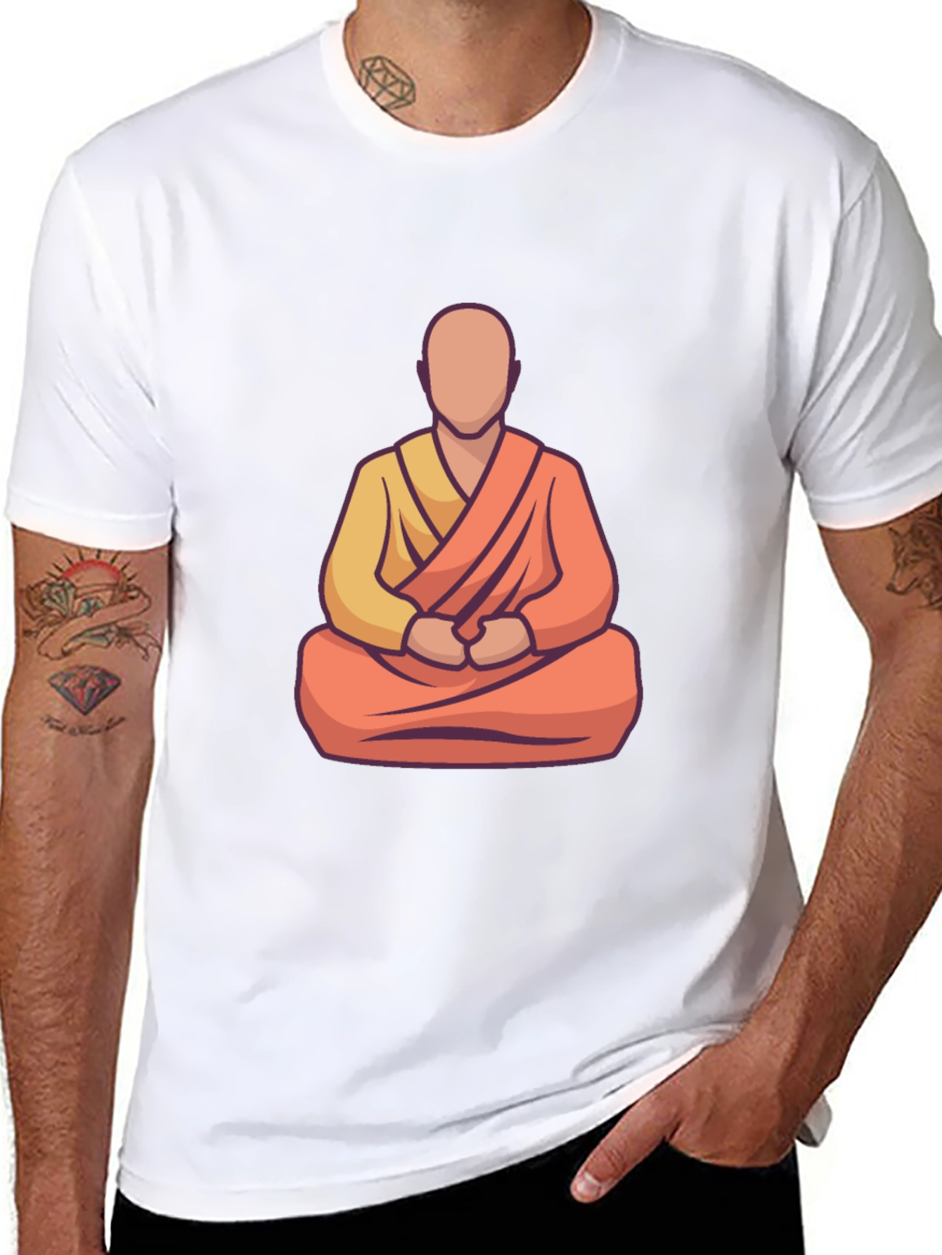 Zen Monk Graphic Tee - Black Casual T-Shirt