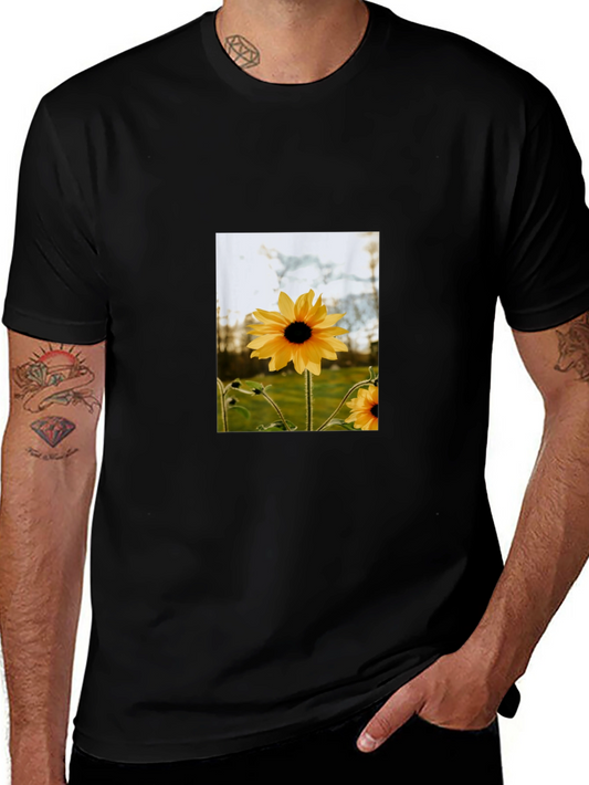 Sunflower Graphic Tee - Stylish Black Cotton T-Shirt