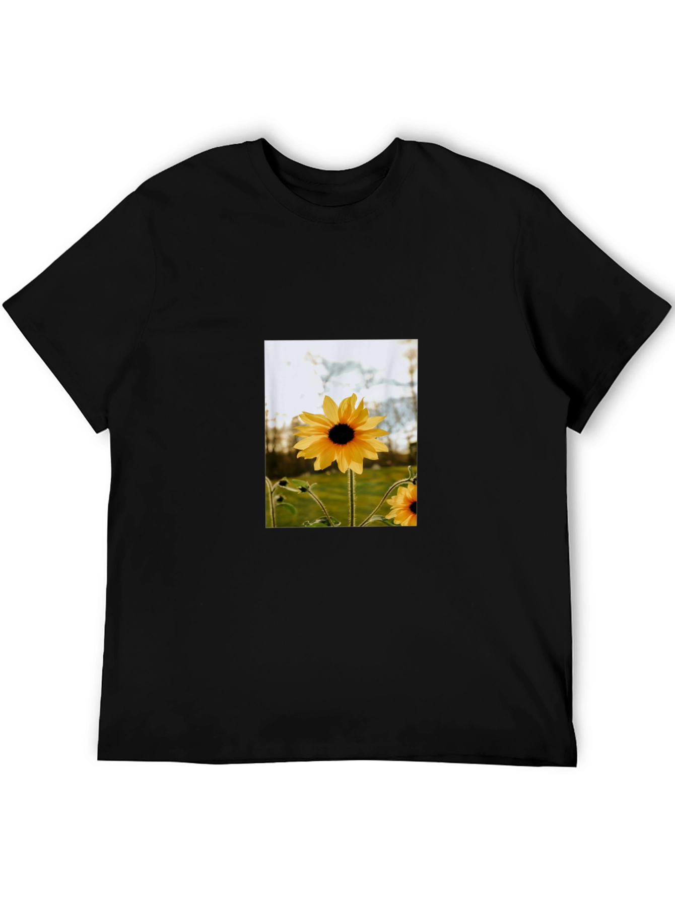 Sunflower Graphic Tee - Stylish Black Cotton T-Shirt