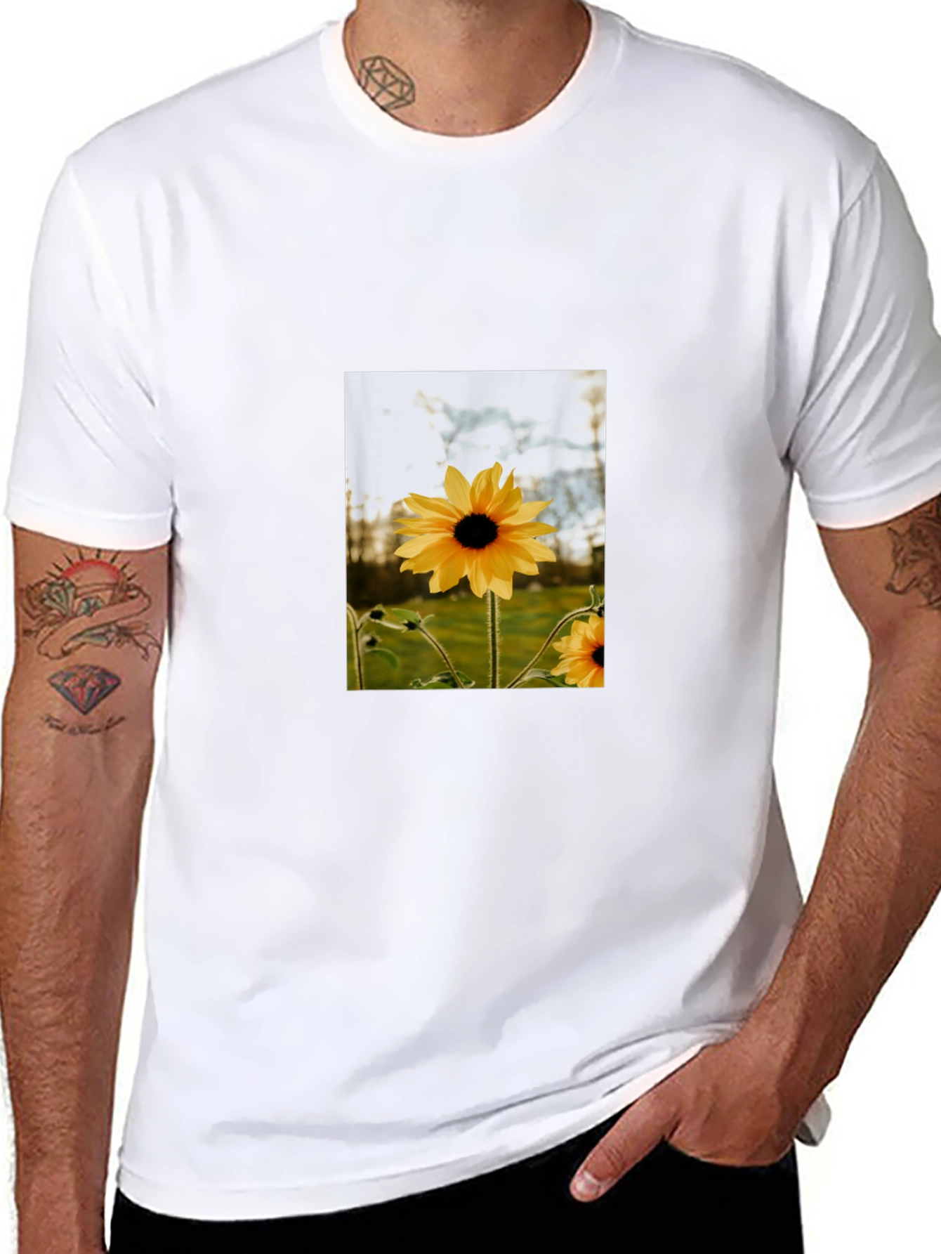 Sunflower Graphic Tee - Stylish Black Cotton T-Shirt