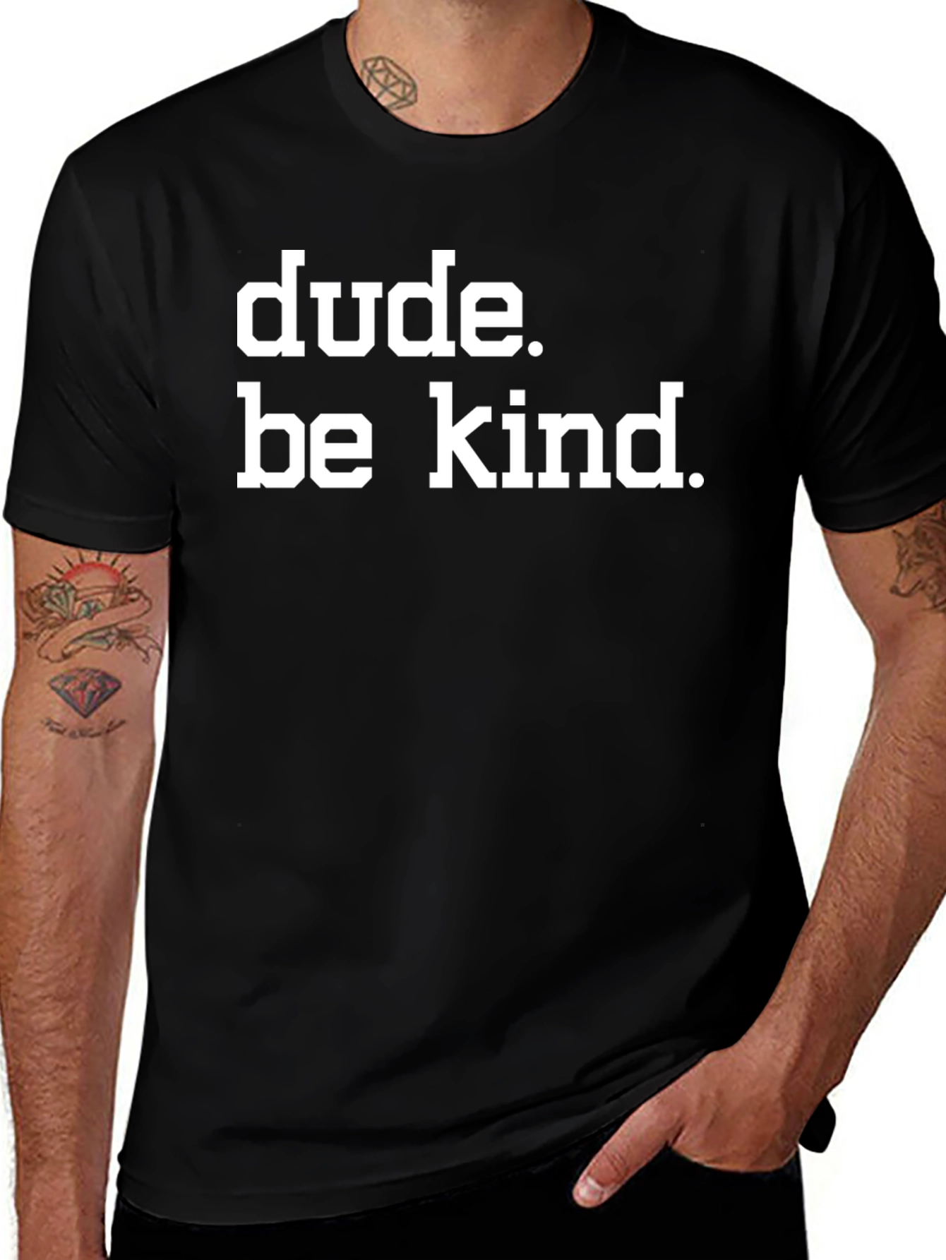 Dude. Be Kind. Graphic Tee - Black Cotton T-Shirt