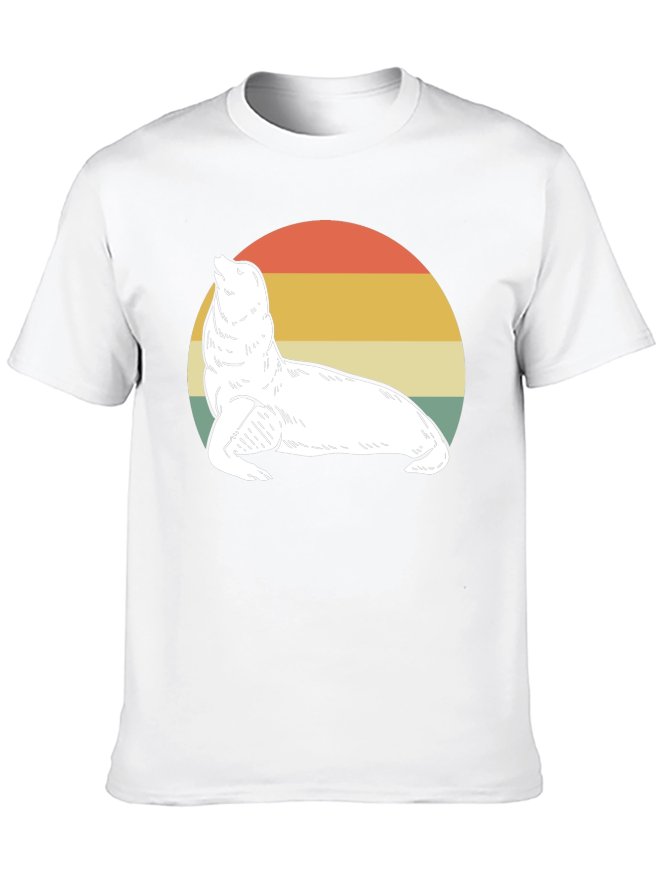Retro Sea Lion Graphic Tee - Black Cotton T-Shirt
