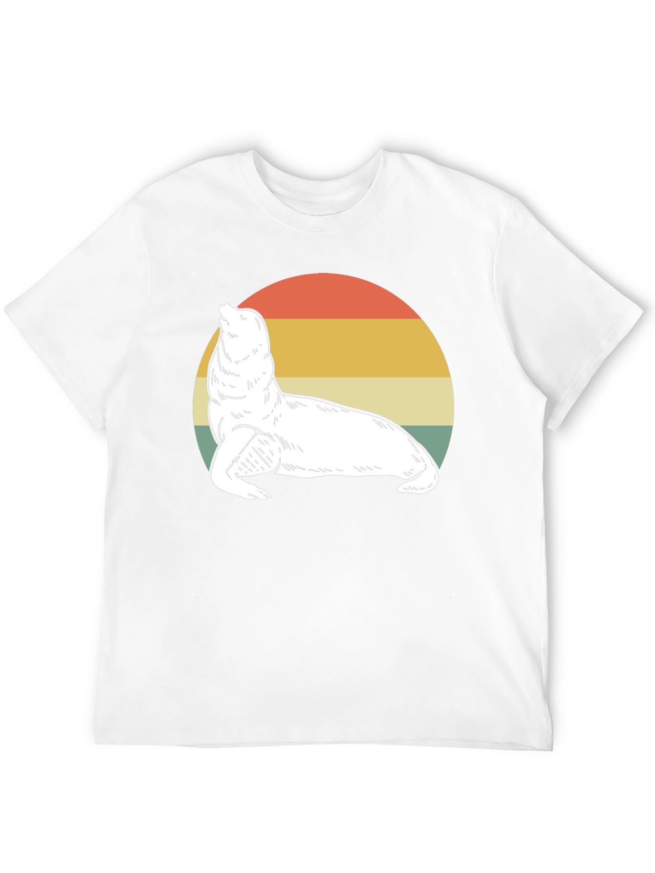 Retro Sea Lion Graphic Tee - Black Cotton T-Shirt