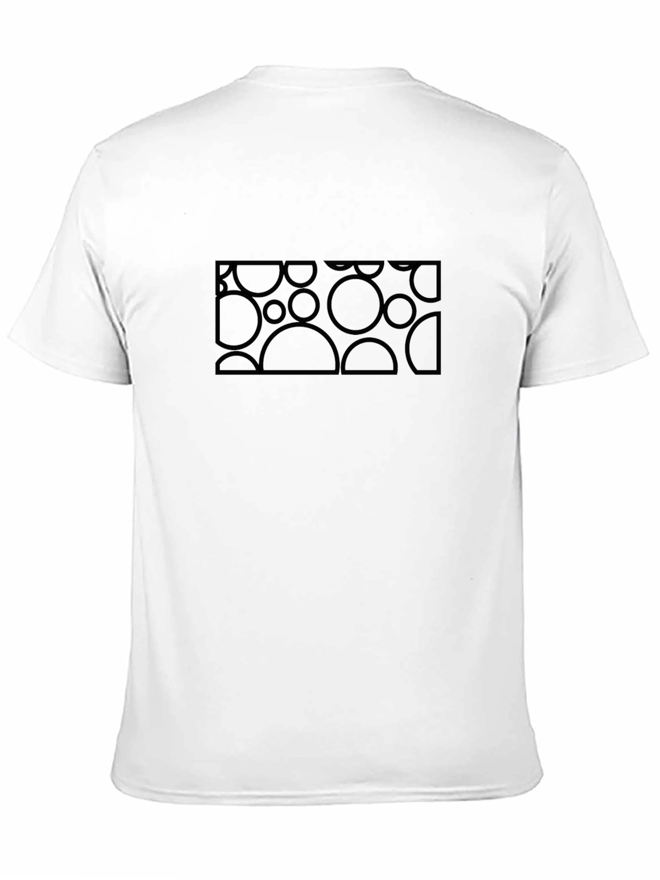 Abstract Geometric Circle Pattern Black T-Shirt