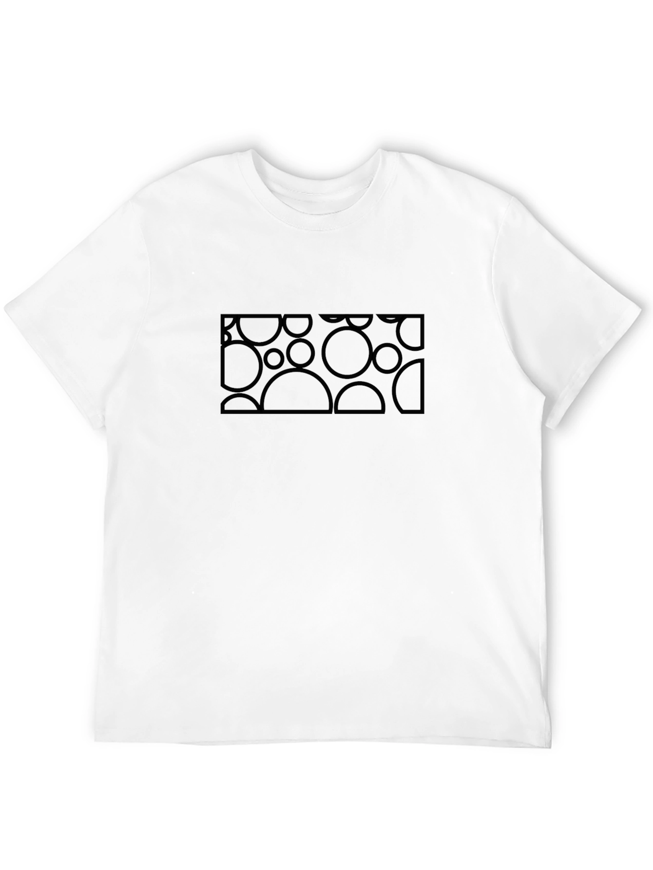 Abstract Geometric Circle Pattern Black T-Shirt