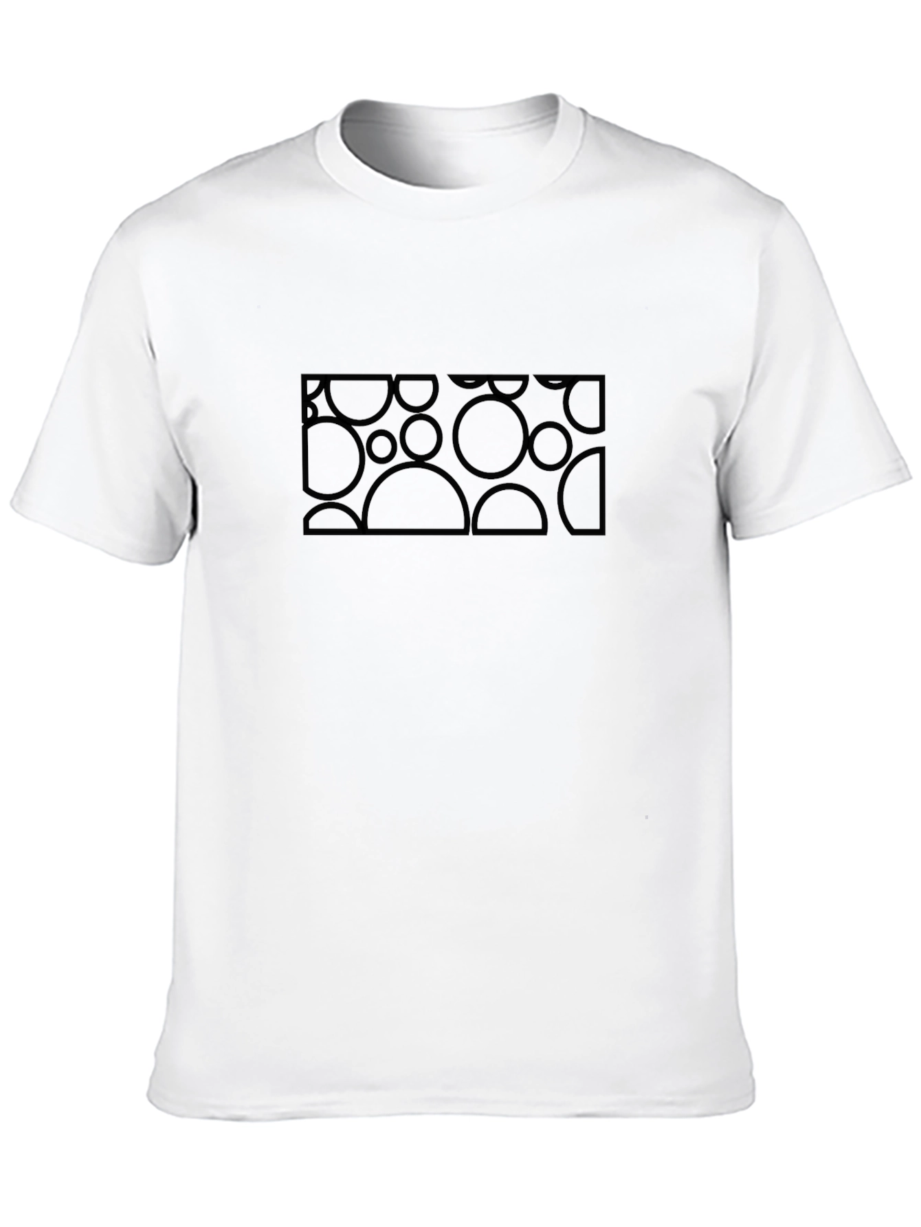 Abstract Geometric Circle Pattern Black T-Shirt