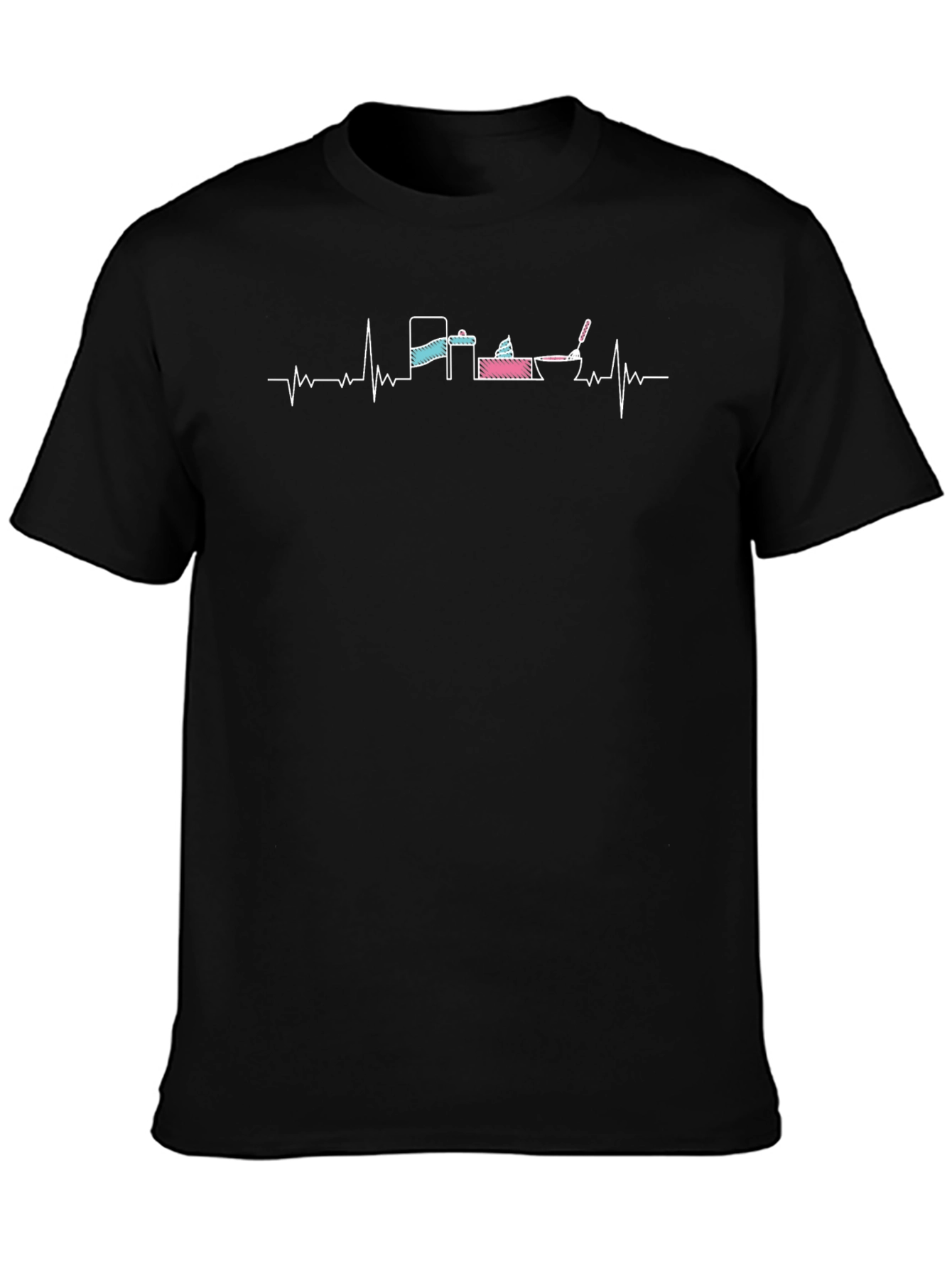 Construction Heartbeat T-Shirt - Black Crew Neck Tee