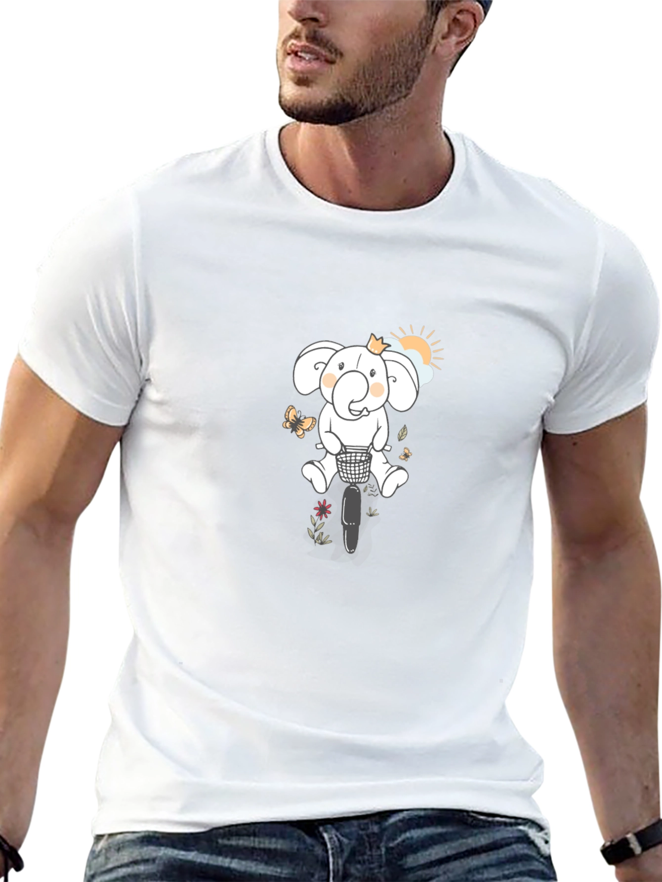 Elephant on Bike Graphic T-Shirt