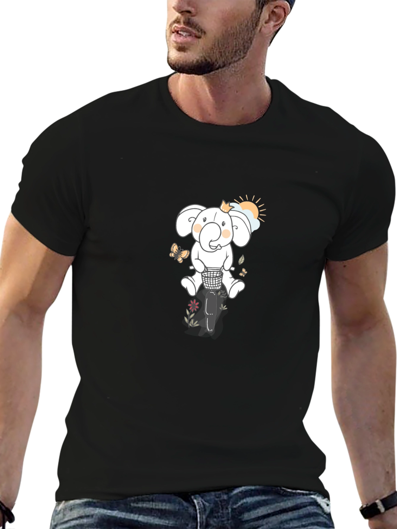 Elephant on Bike Graphic T-Shirt