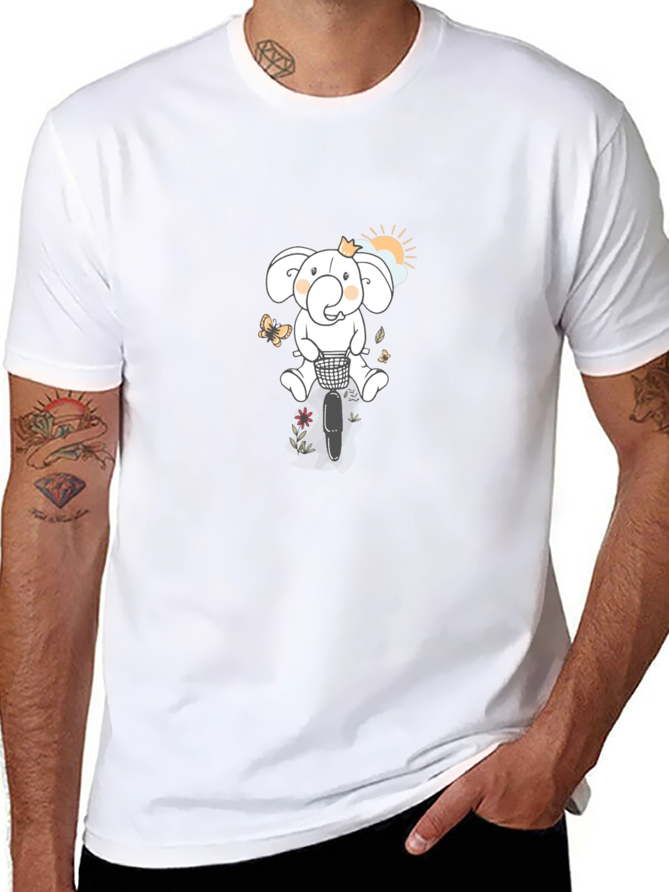 Elephant on Bike Graphic T-Shirt