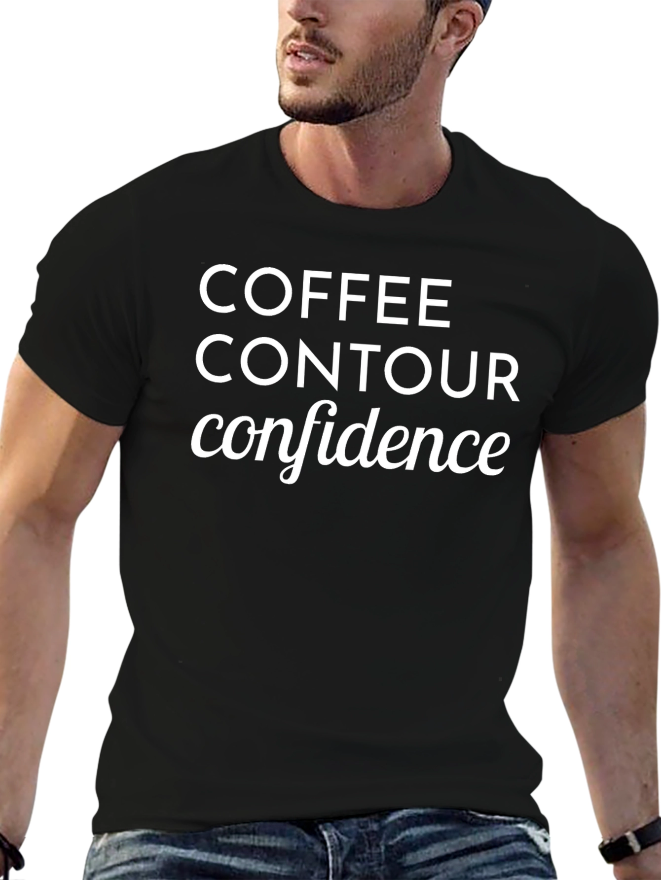 Coffee Contour Confidence Black Graphic Tee