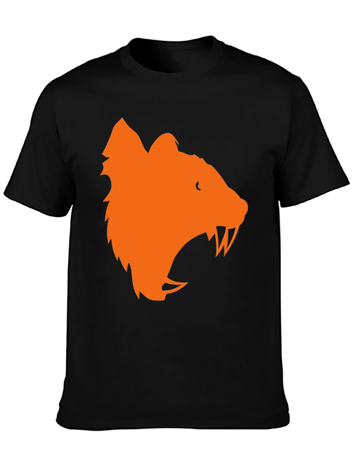 Orange Bear Graphic Black T-Shirt