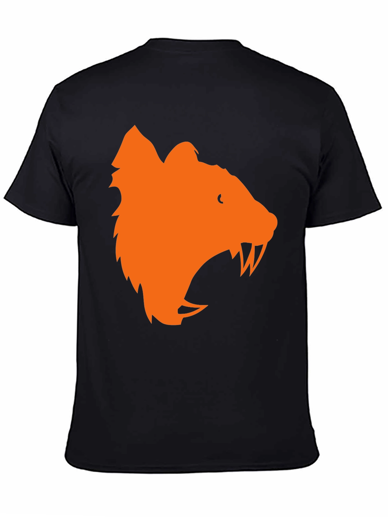 Orange Bear Graphic Black T-Shirt