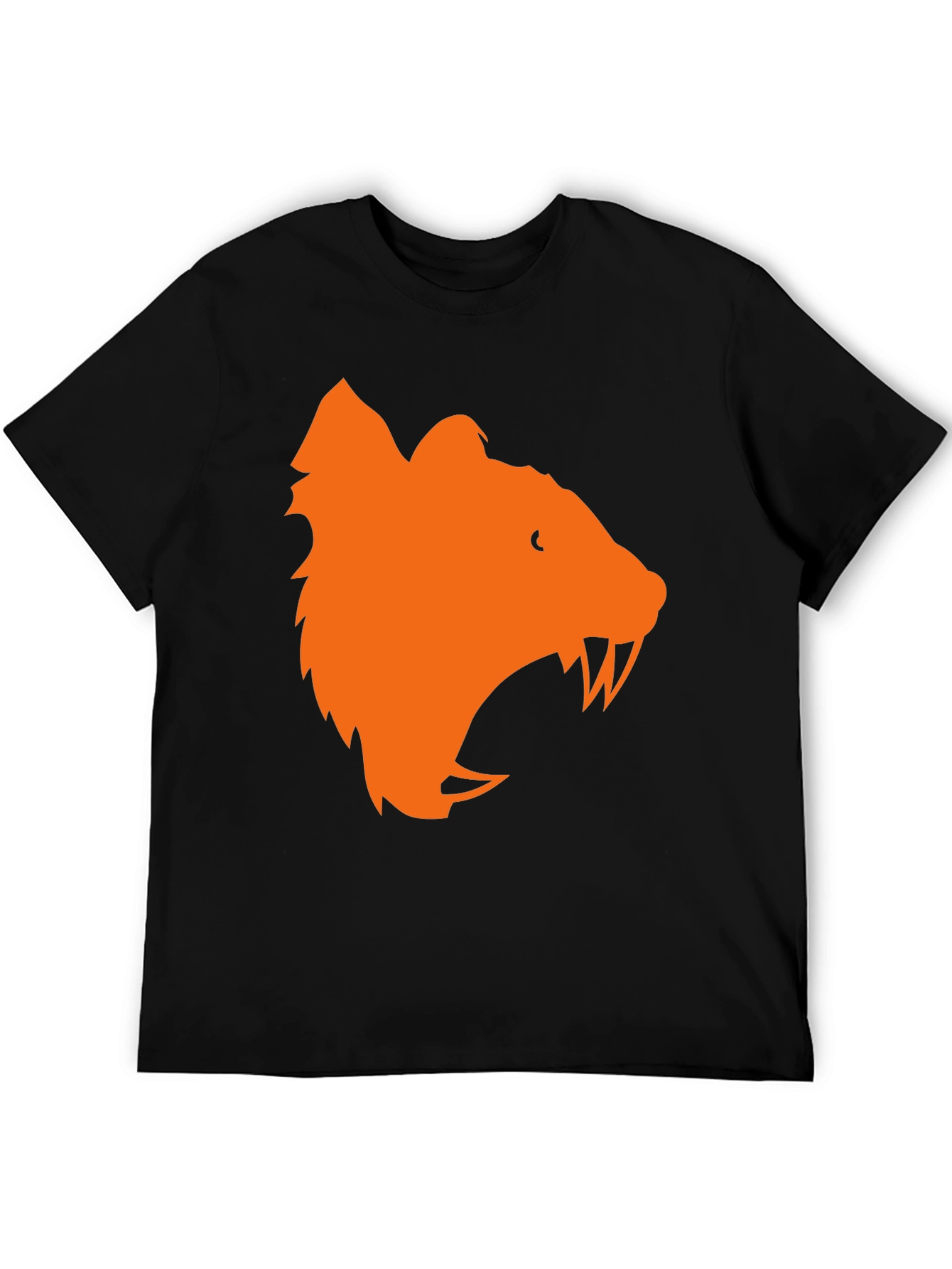 Orange Bear Graphic Black T-Shirt