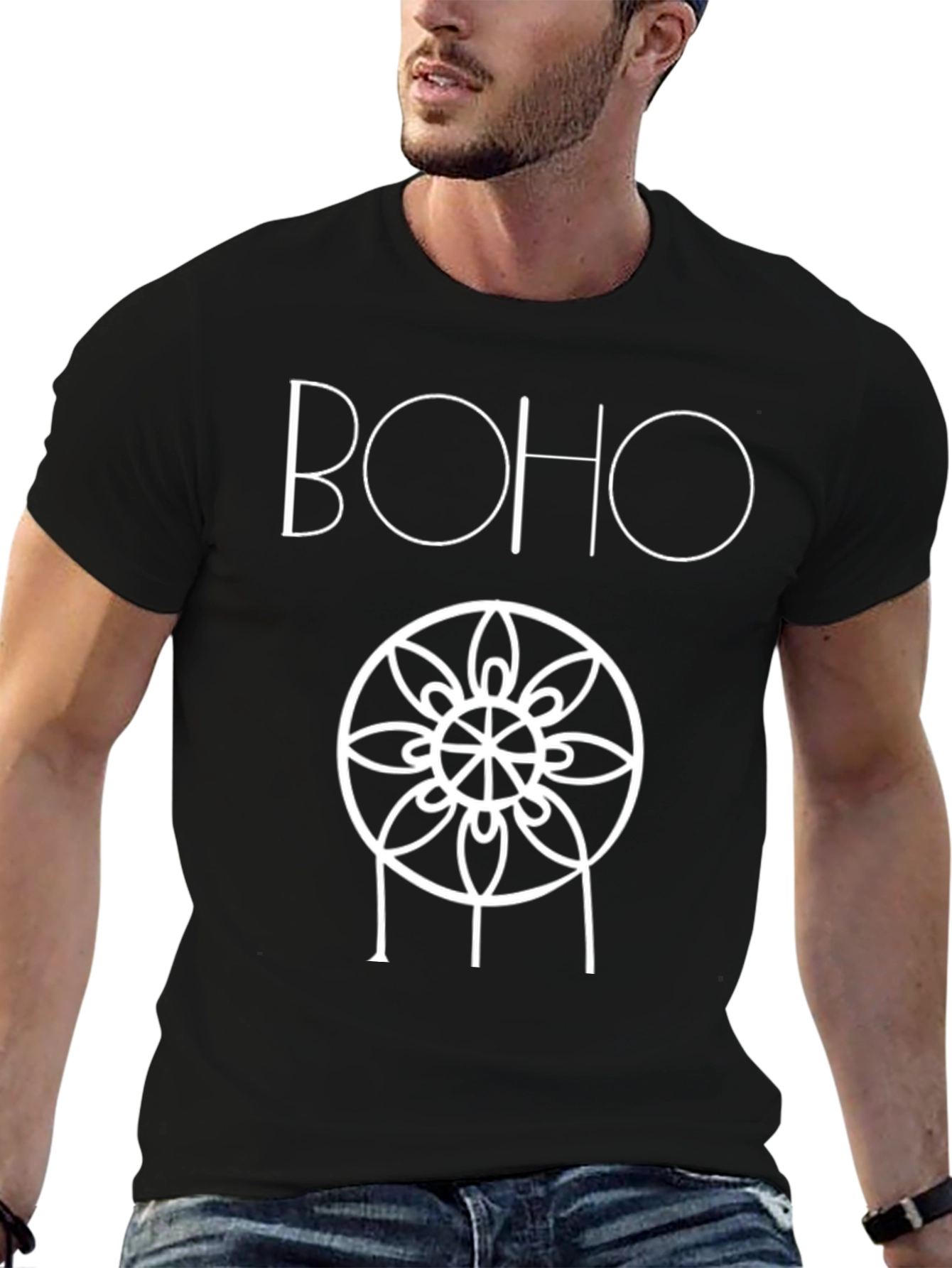 Boho Mandala Graphic Black T-Shirt