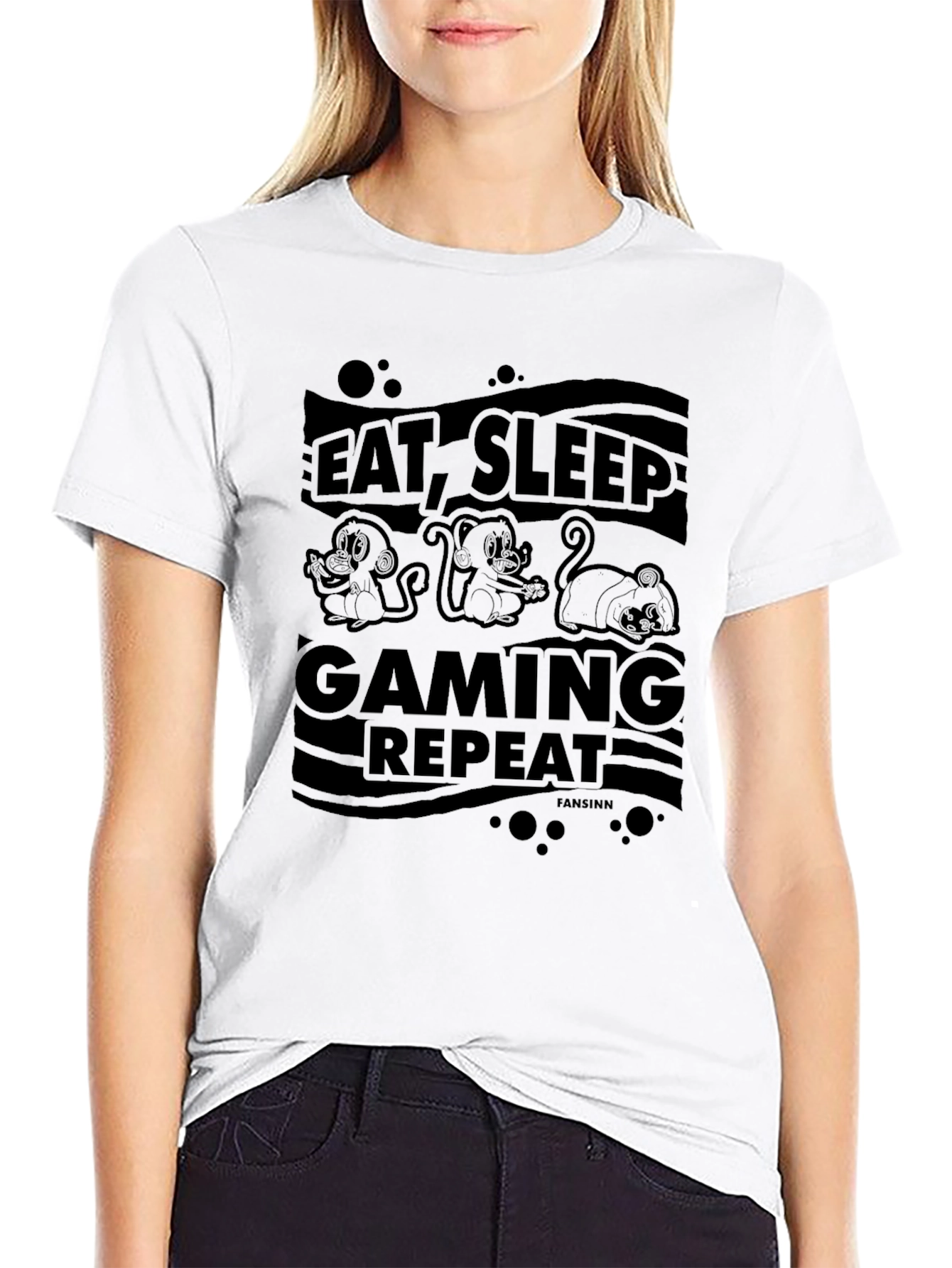 Eat Sleep Gaming Repeat Graphic Tee - Black