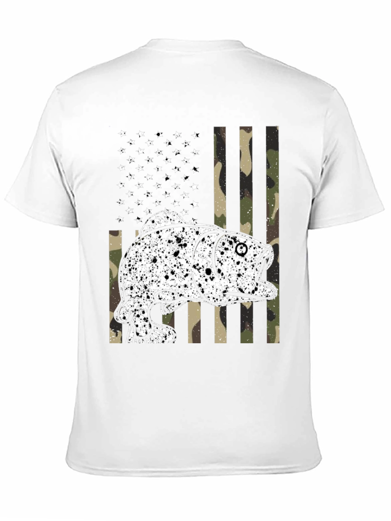 American Flag Camo Fish Graphic Tee - Black