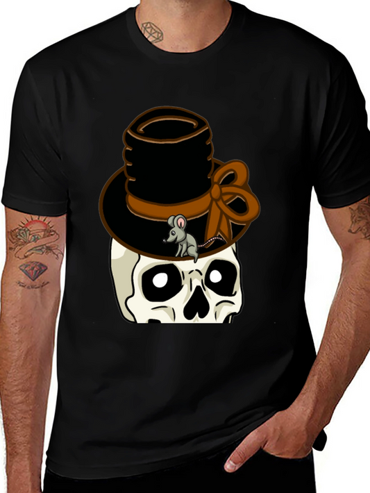 Skull with Top Hat Graphic Tee - Unique Design