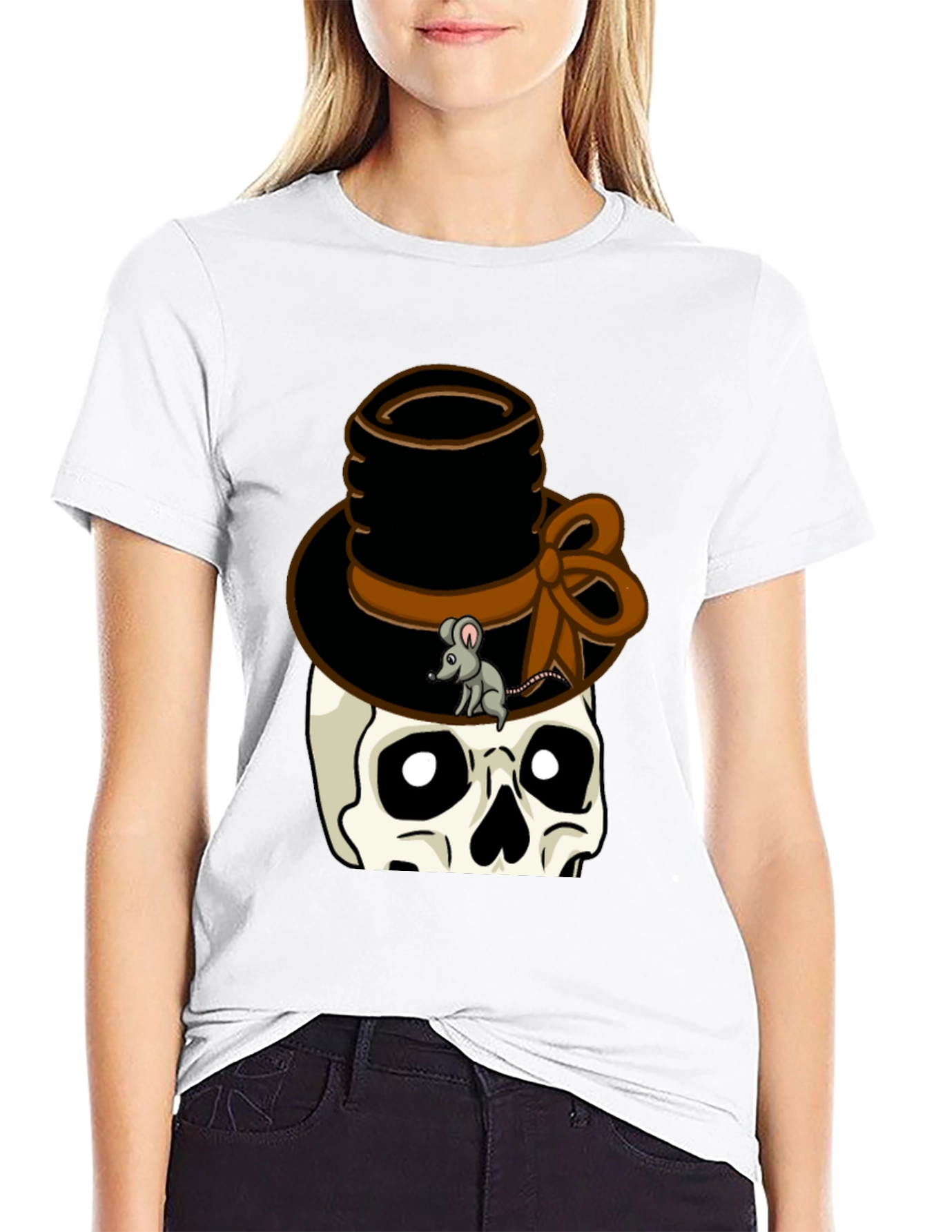 Skull with Top Hat Graphic Tee - Unique Design