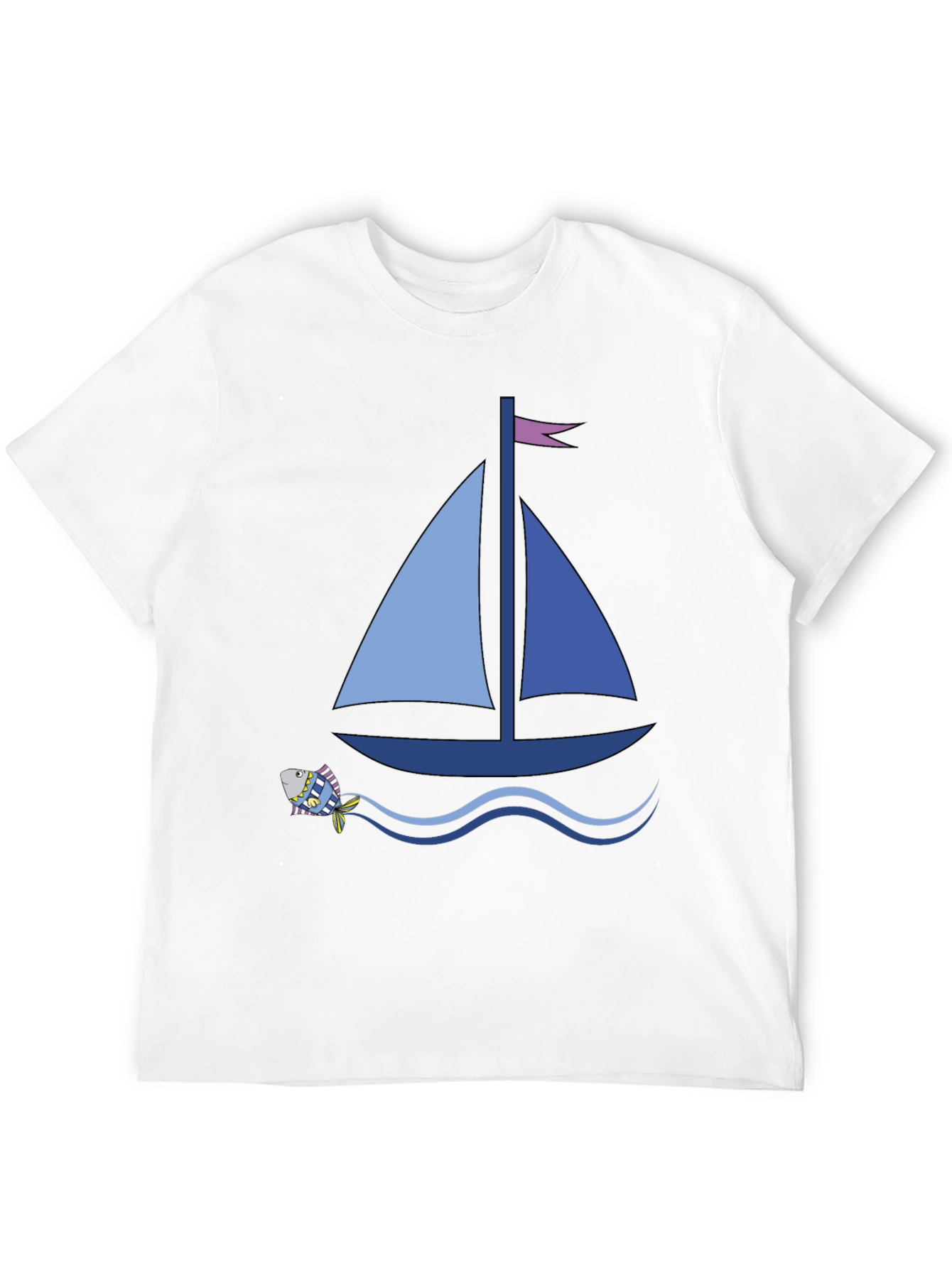Sailboat Graphic Tee - Black Cotton Comfort