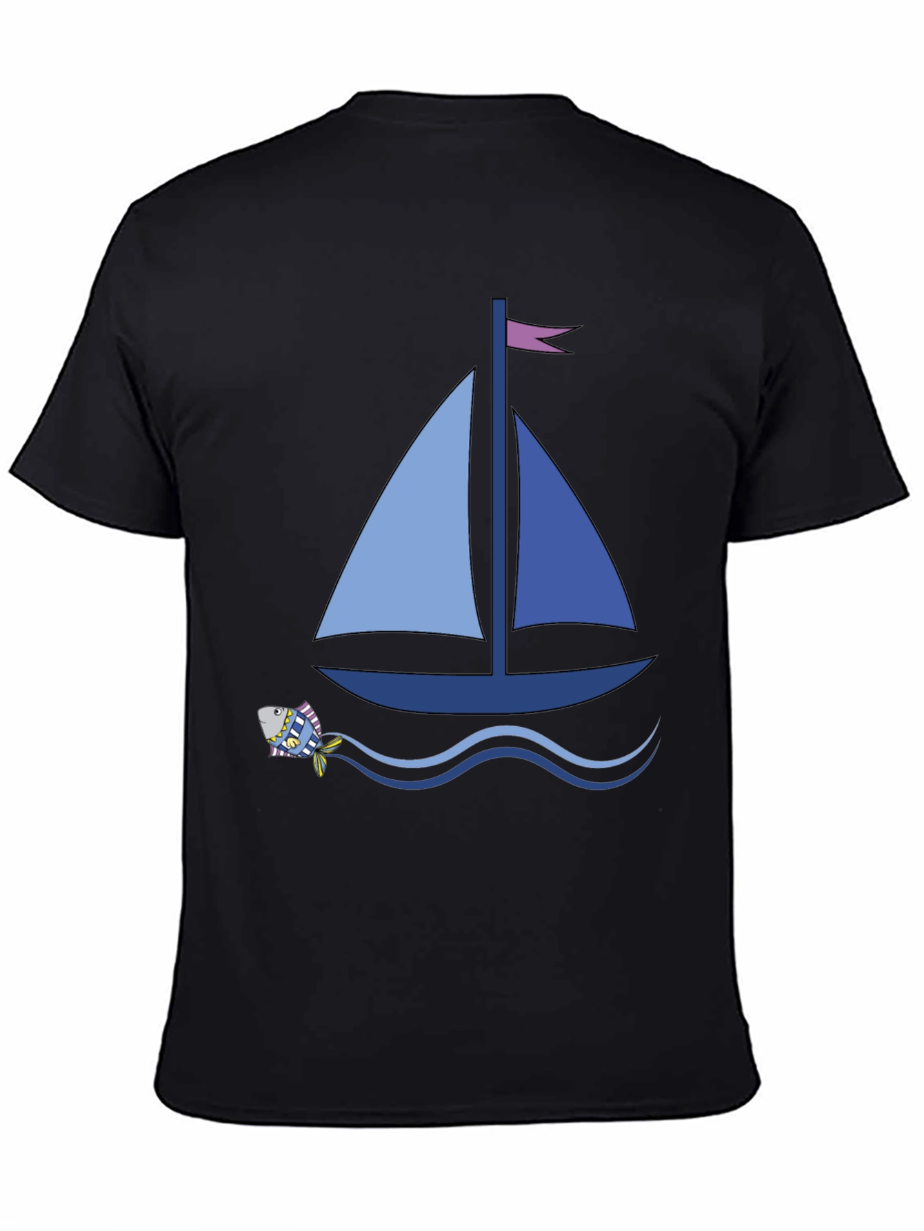 Sailboat Graphic Tee - Black Cotton Comfort