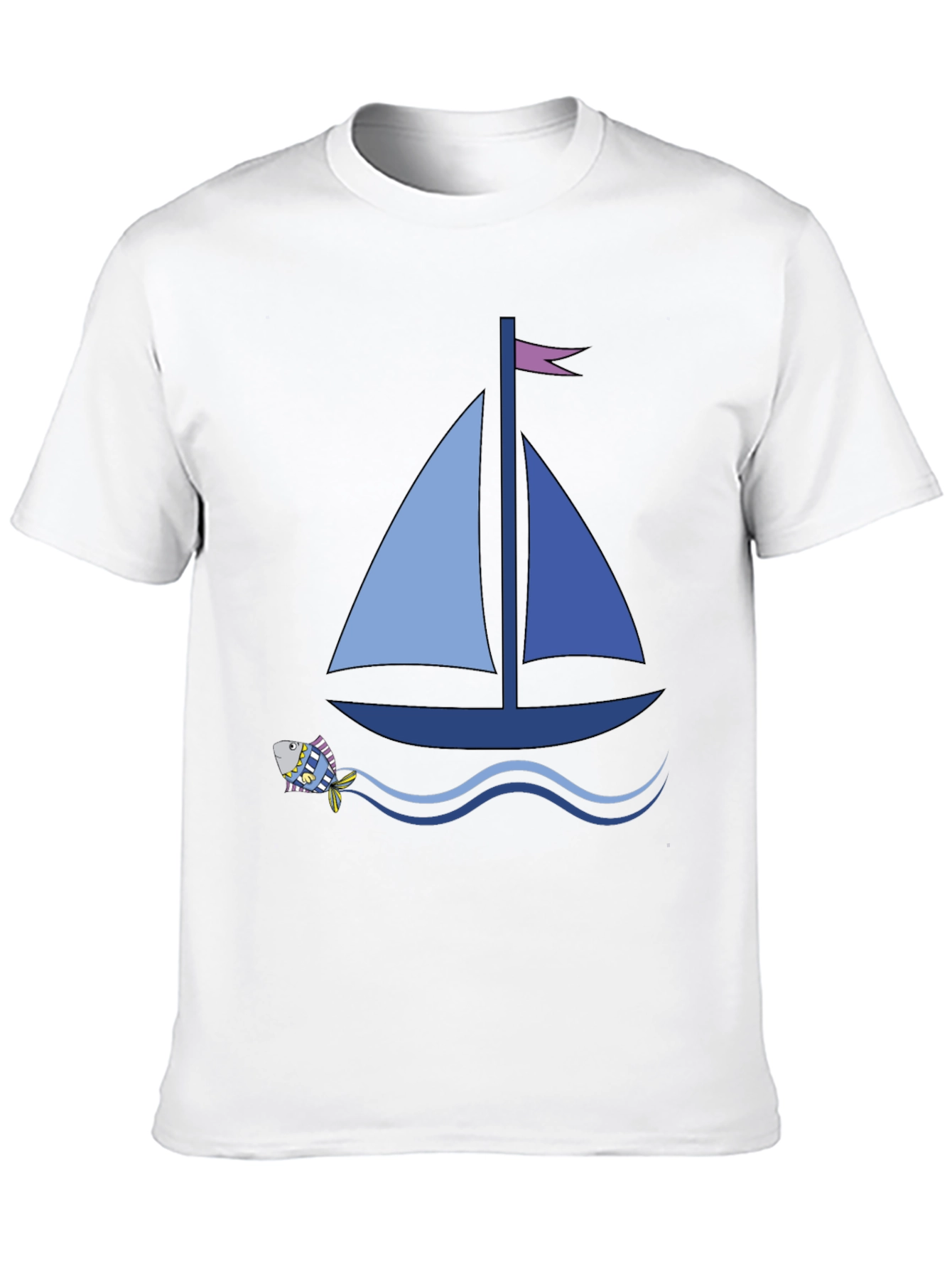 Sailboat Graphic Tee - Black Cotton Comfort
