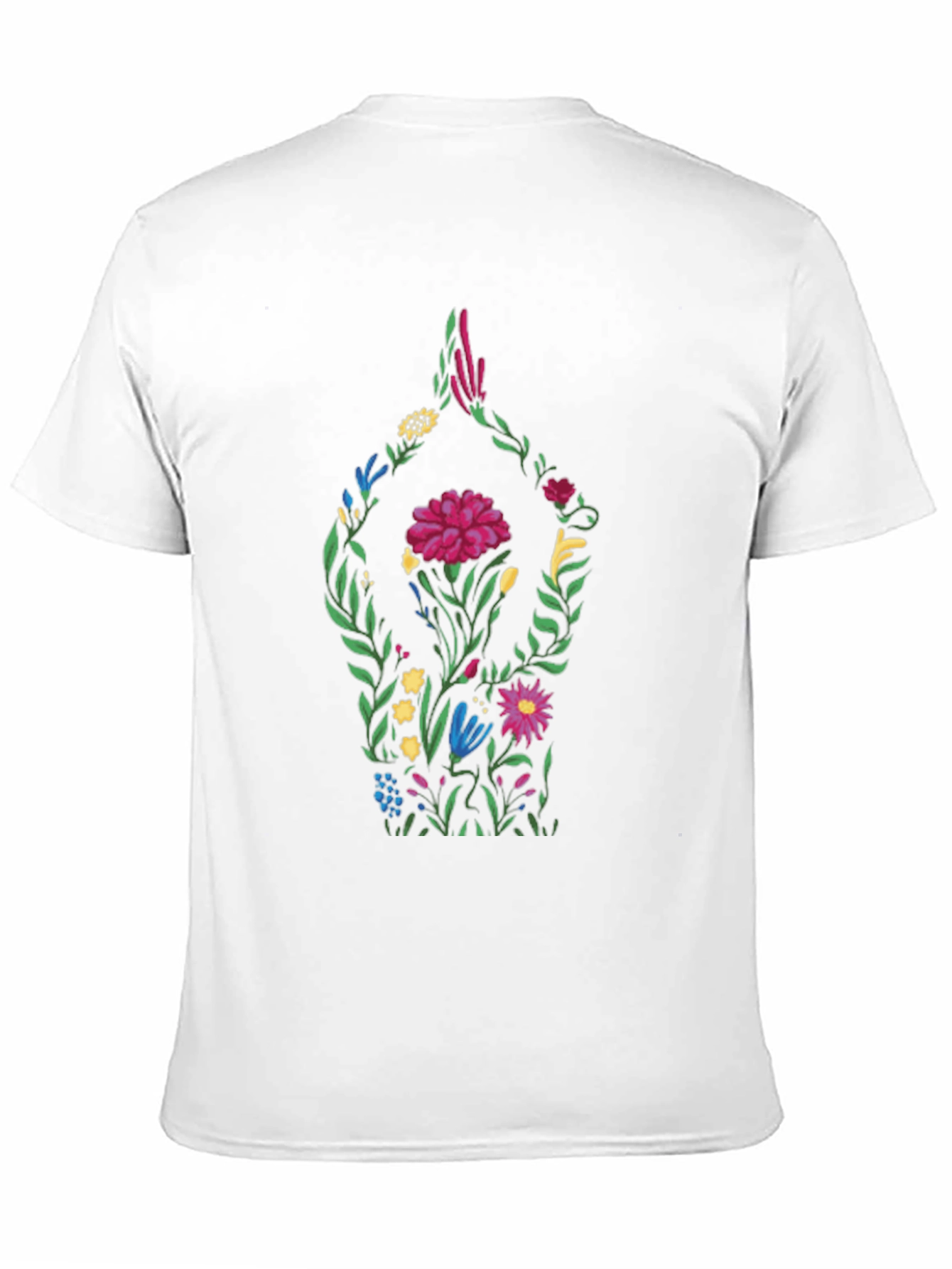 Floral Yoga Pose Black T-Shirt