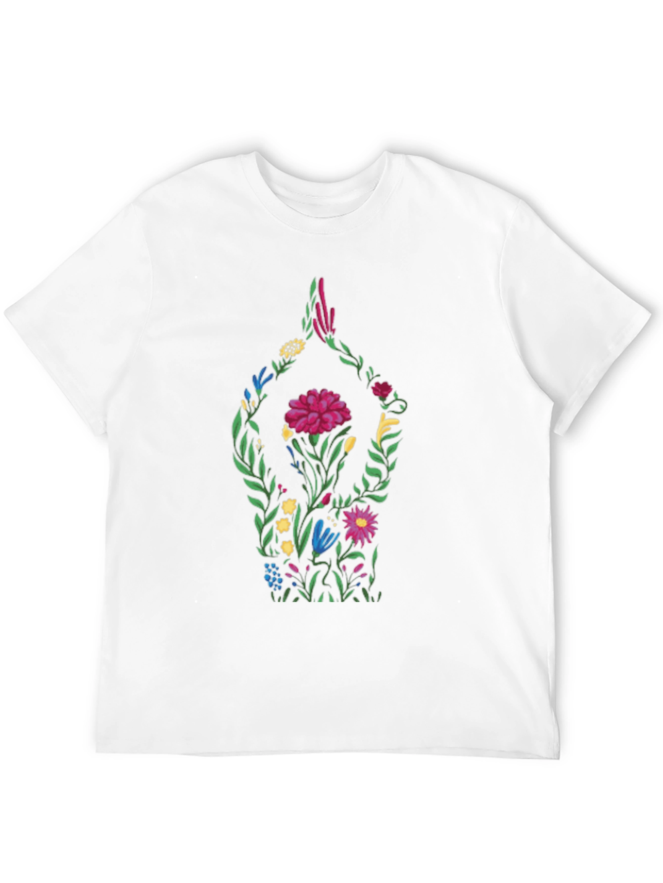 Floral Yoga Pose Black T-Shirt